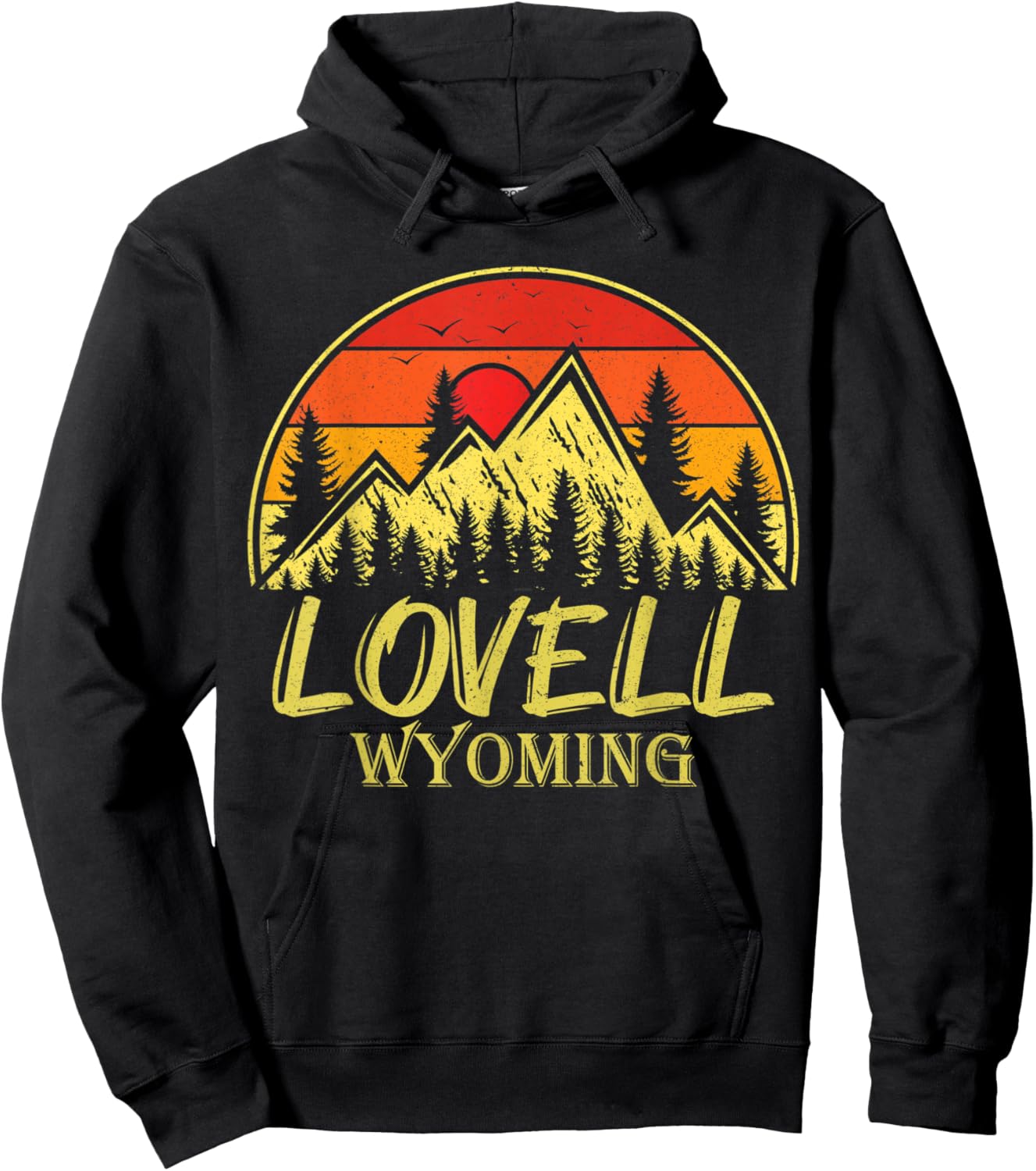 Vintage Lovell Wyoming WY Mountains Hike Hiking Souvenir Hoodie - Hoodie | Black