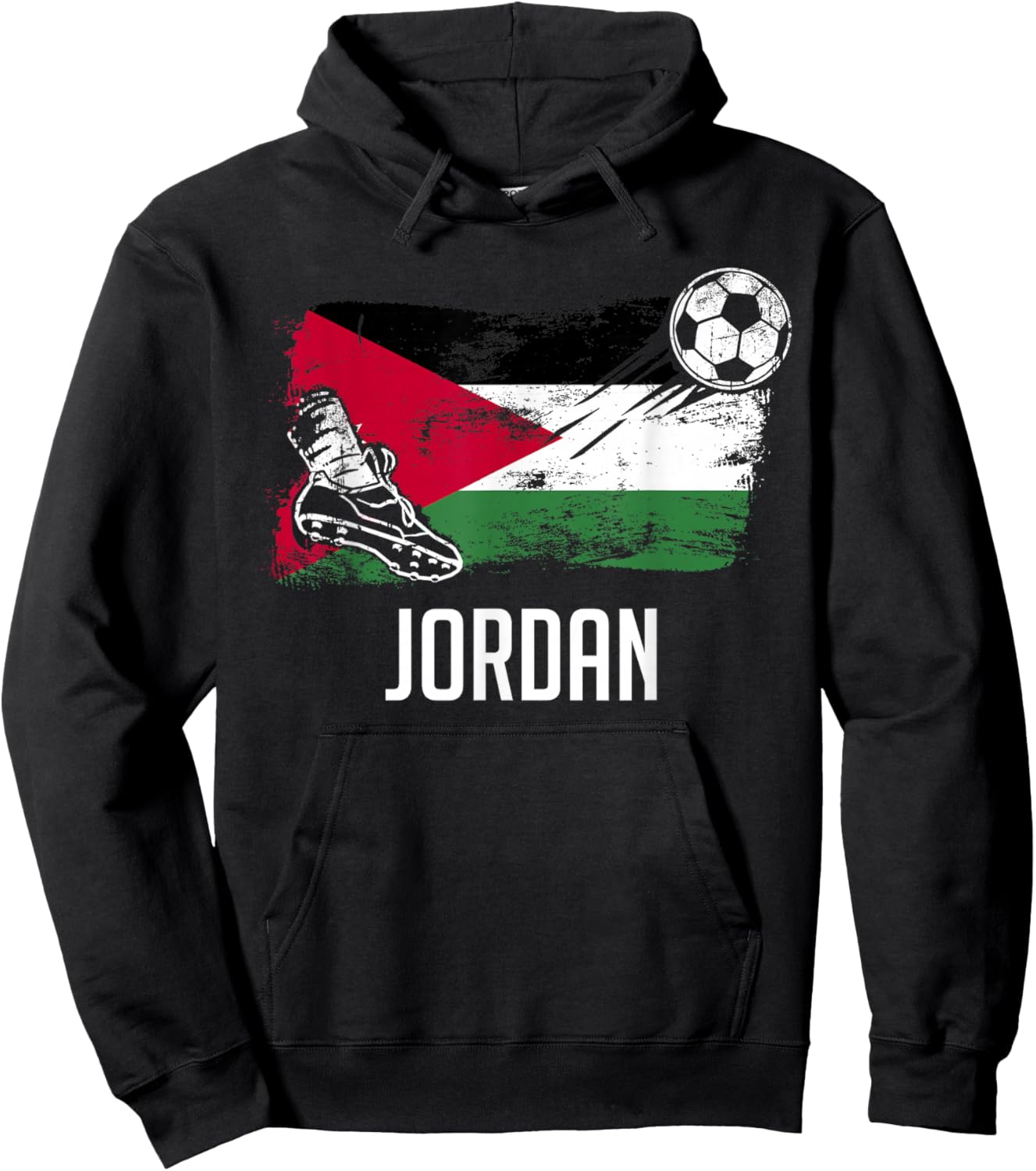 Jordan Flag Jersey Jordanian Soccer Team Jordanian Hoodie - Hoodie | Black