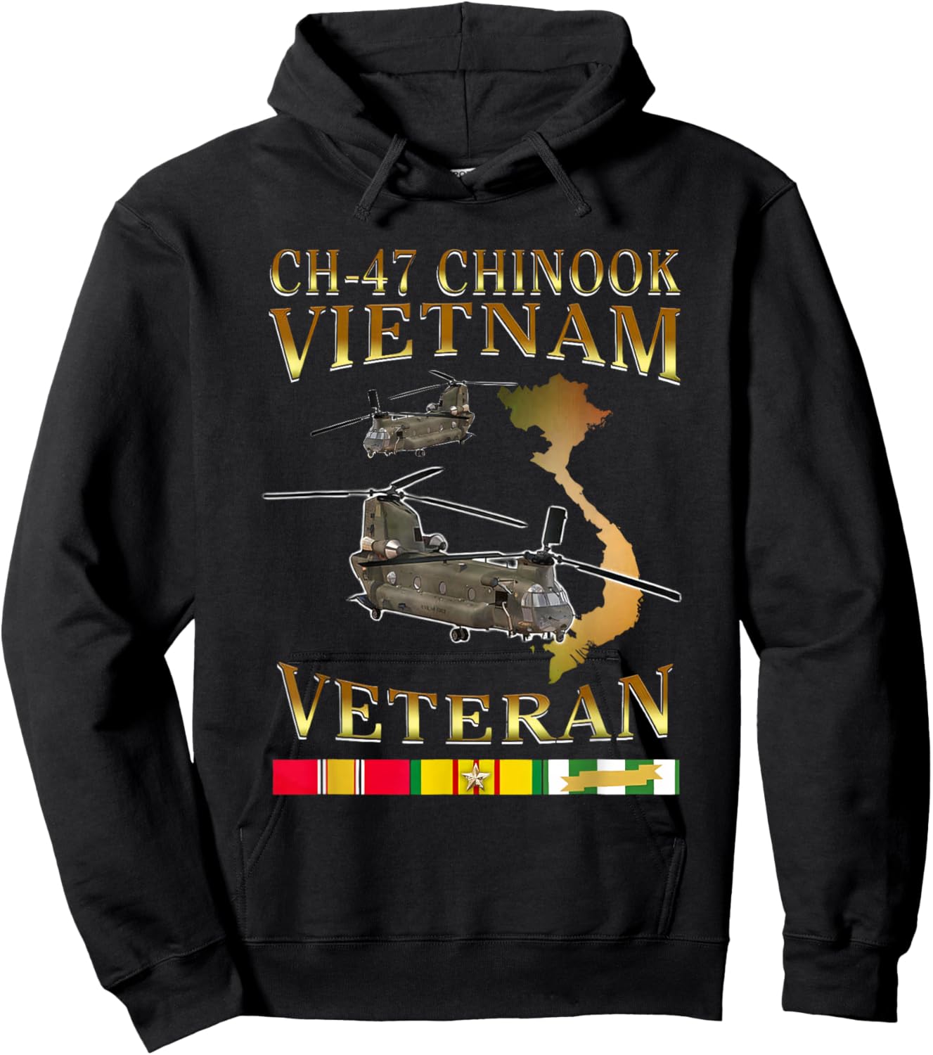 CH-47 chinook Vietnam Veteran Gift Father Veteran Hoodie - Hoodie | Black