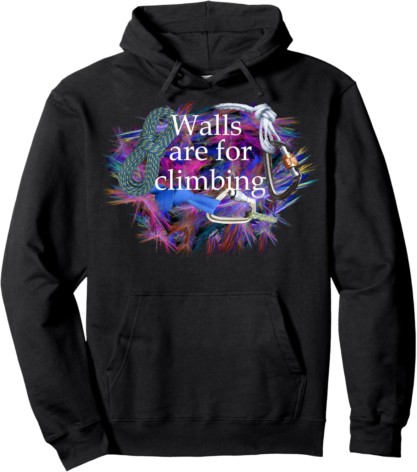 Walls are for climbing. Ropes and carabiners. Hoodie - Hoodie | Black