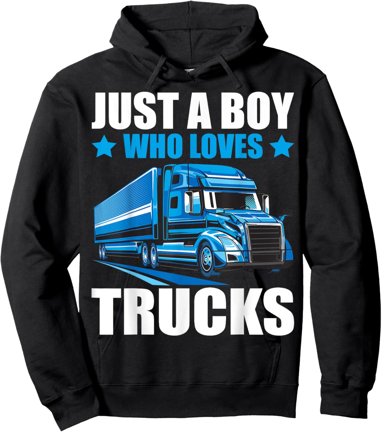 Just A Boy Who Loves Trucks Semi Trucks Lover Kids Boys Cute Hoodie - Hoodie | Black