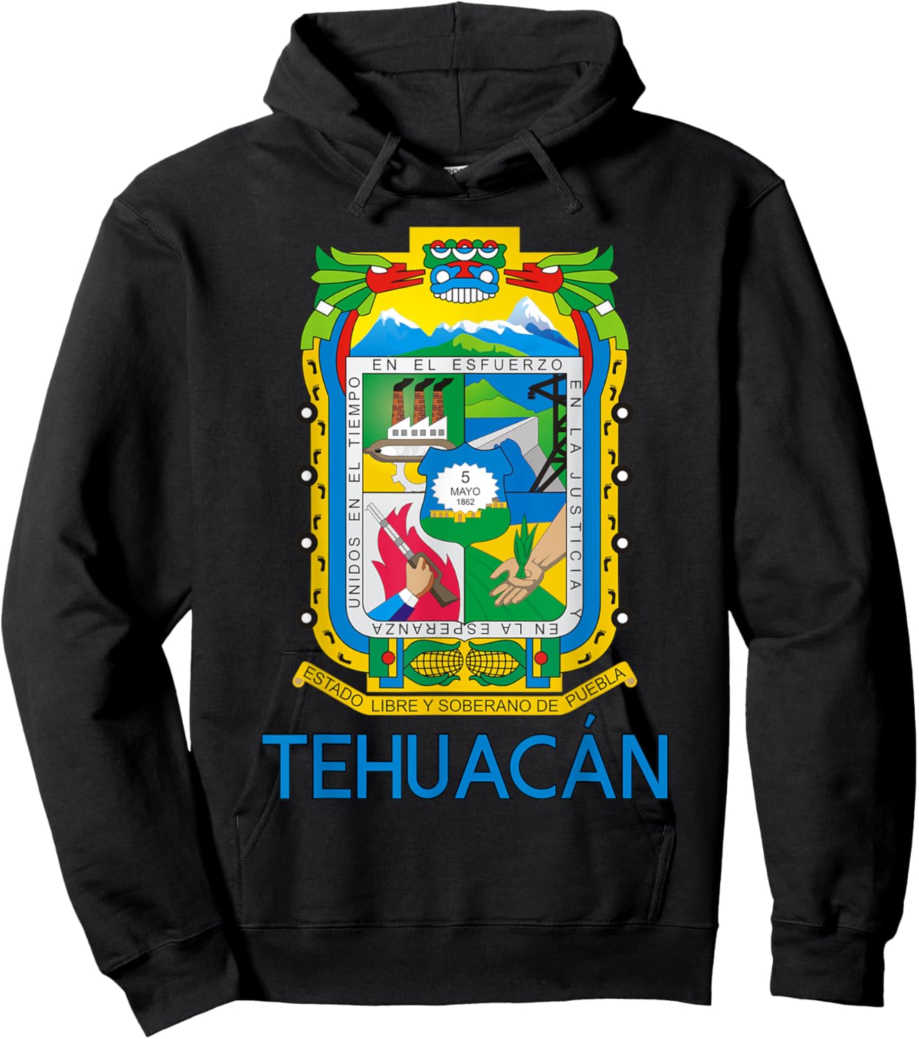 Tehuacan Puebla Estado De Mexico Escudo Eagle Aguila Hoodie - Hoodie | Black