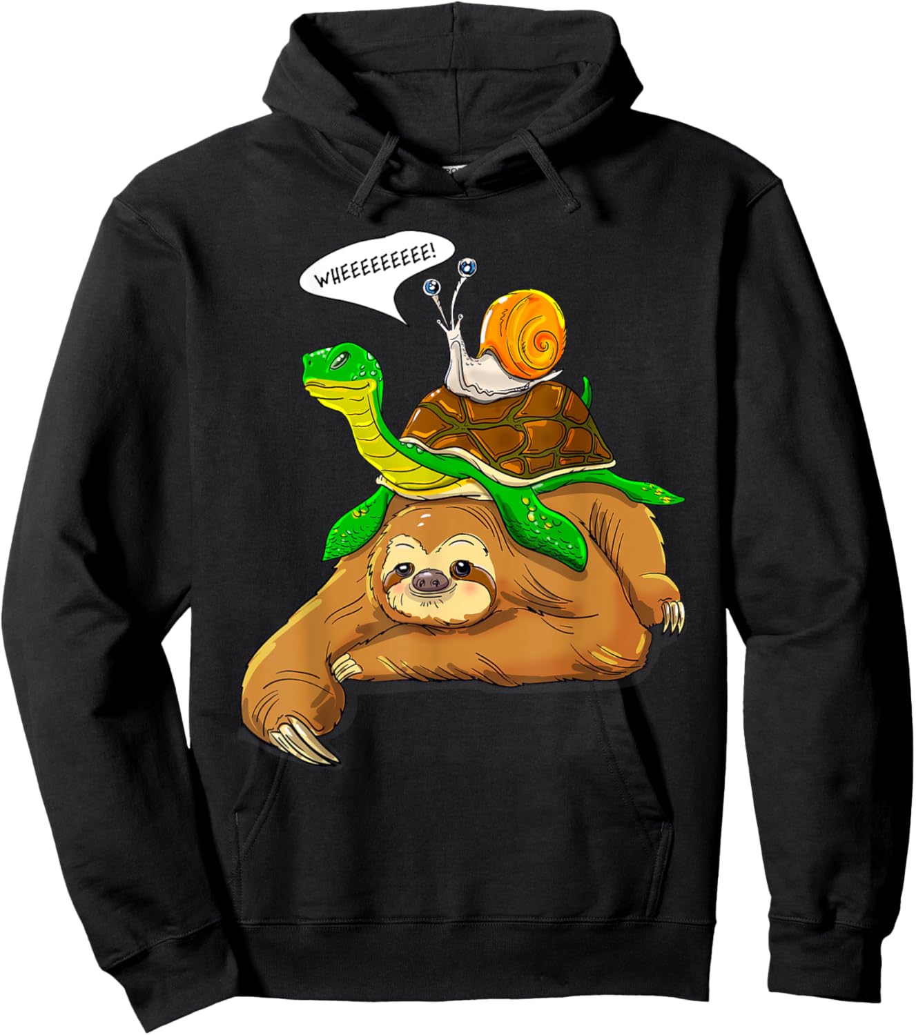Sloth Turtle Snail Funny Humor Cute Animal Lover Hoodie - Hoodie | Black