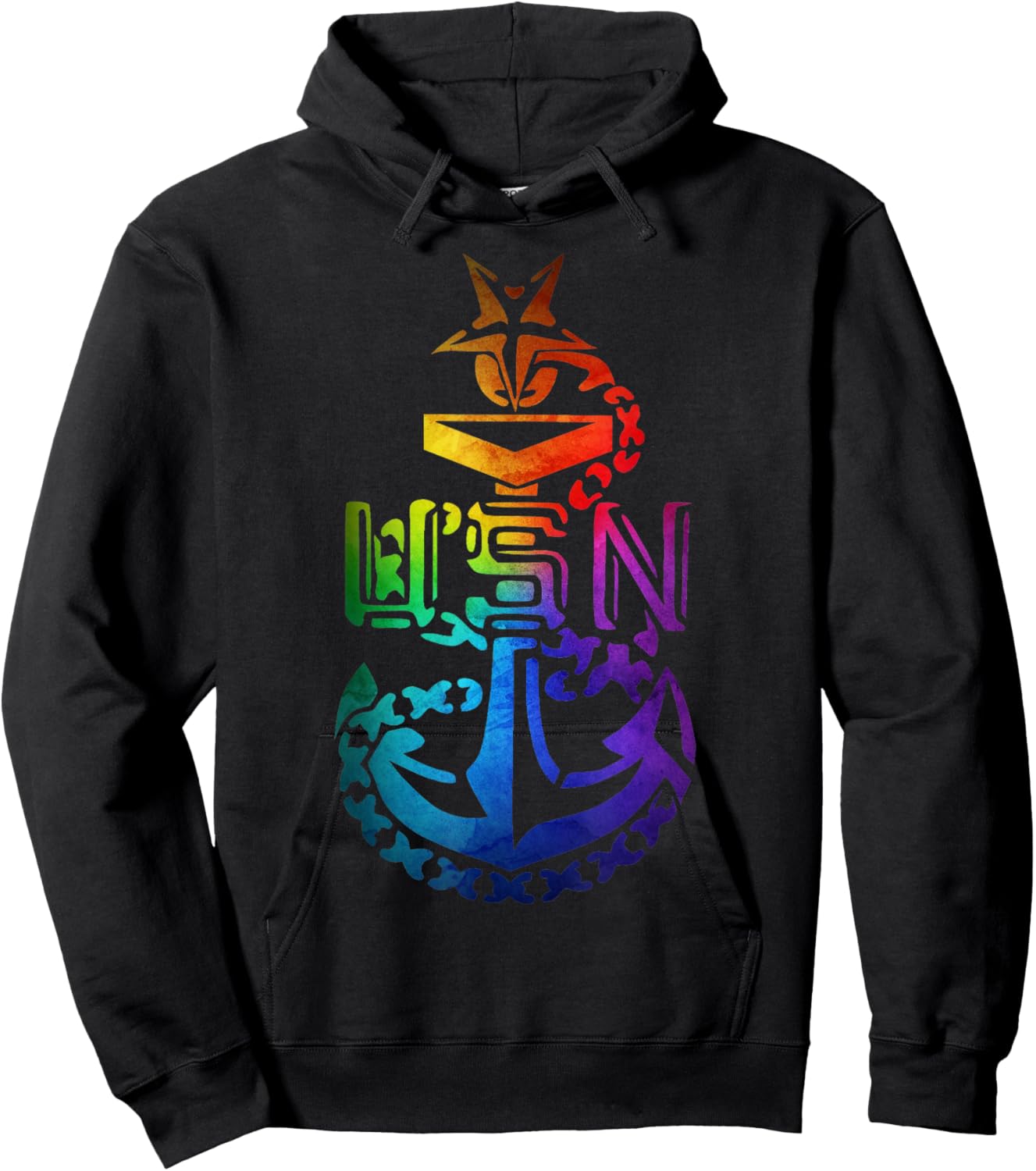 Senior Chief Petty Officer (SCPO Navy) Colorful Anchor Hoodie - Hoodie | Black