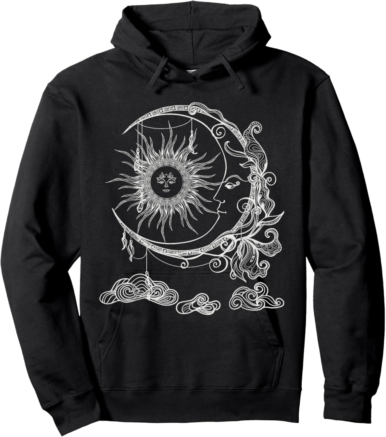 Space Celestial Bodies Sun Moon Boho Luna Solar Astronomy Hoodie - Hoodie | Black