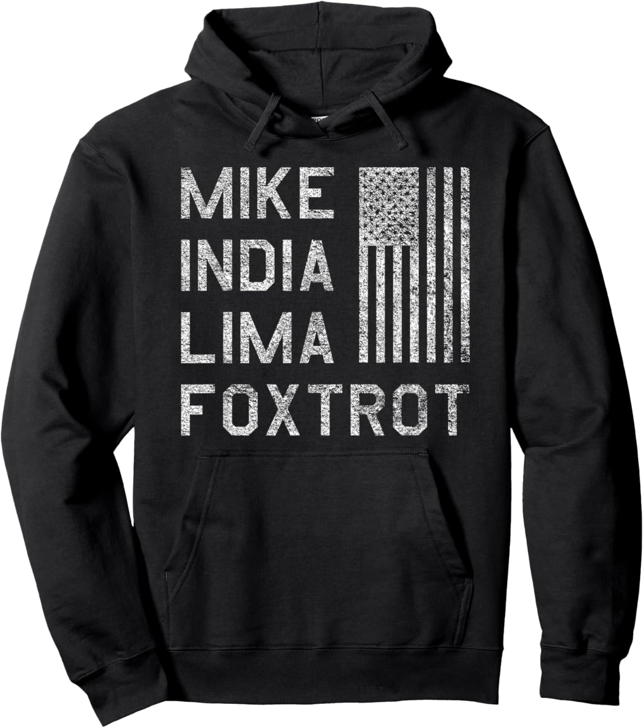 Mike India Lima Foxtrot Us American Flag Fun Milf Humor Hoodie - Hoodie | Black