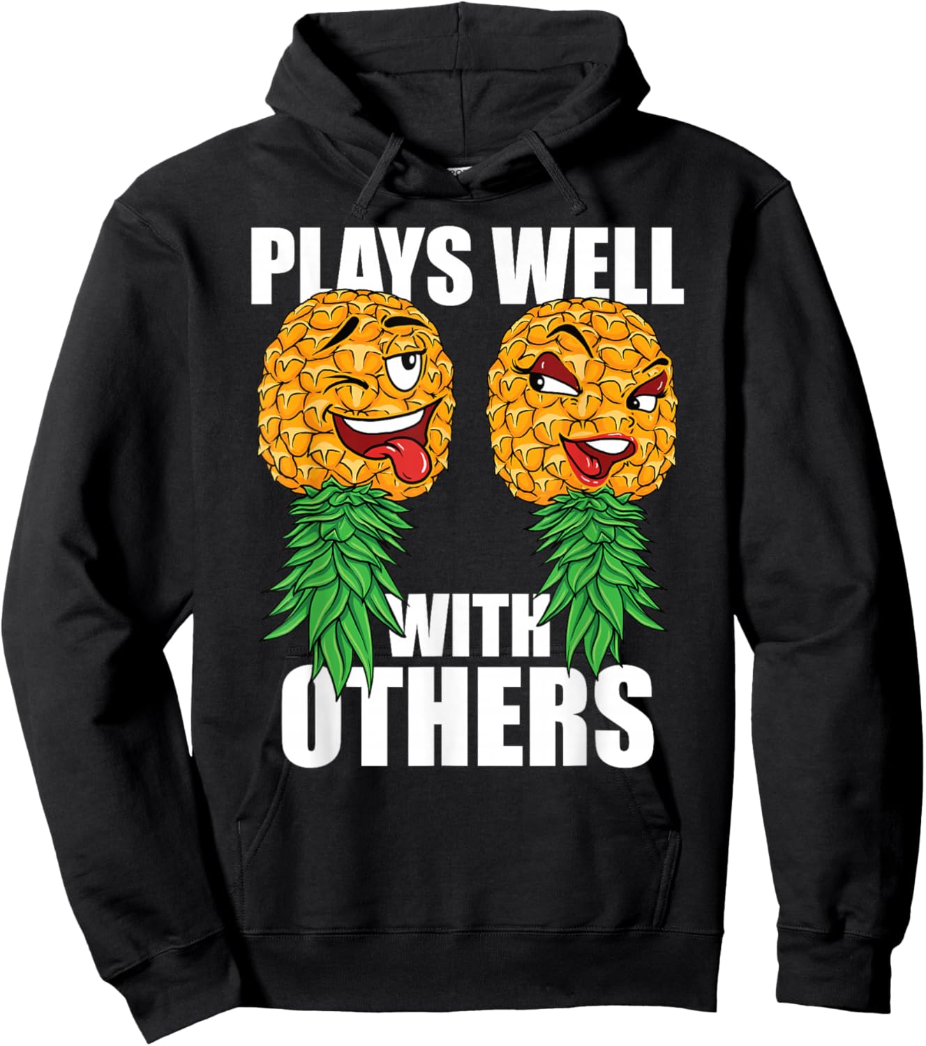 Swinger Plays Well With Others Upside Down Pineapple Hoodie - Hoodie | Black
