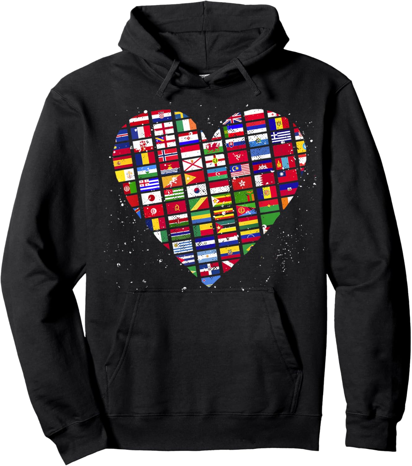 Heart World Country Flags Planet Birthday Earth Day Hoodie - Hoodie | Black