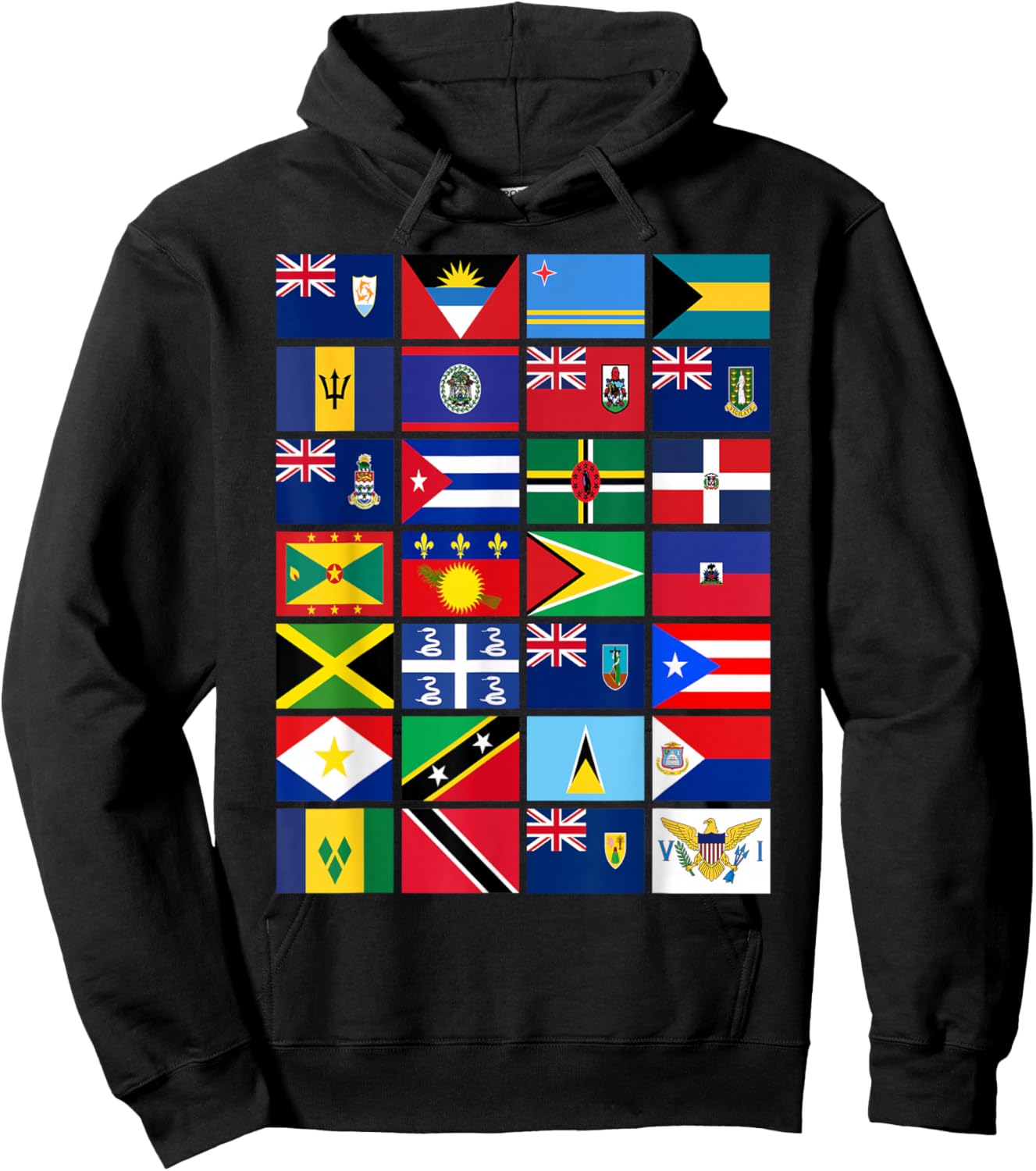 Caribbean Flags Unity Pride Souvenir Geography Gift Hoodie - Hoodie | Black