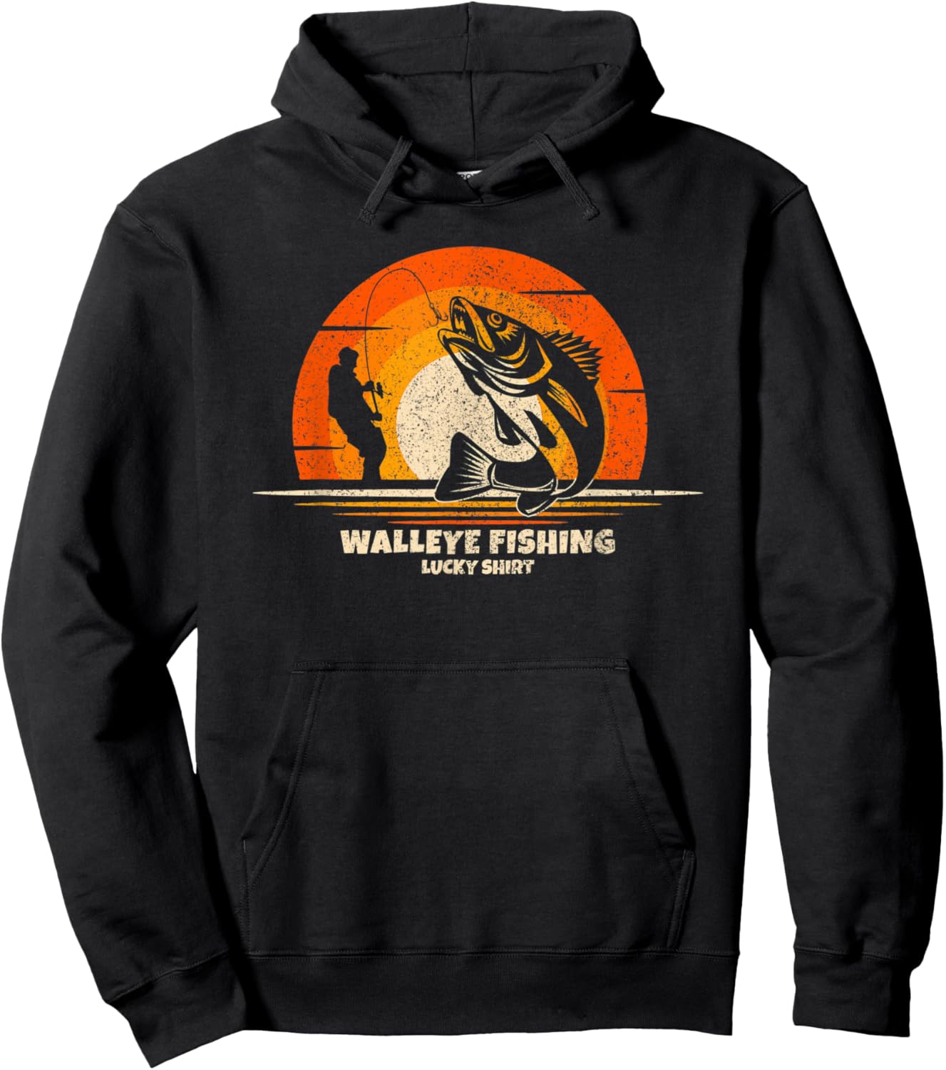Walleye Fisherman Lucky Charm Walleye Fishing Hoodie - Hoodie | Black