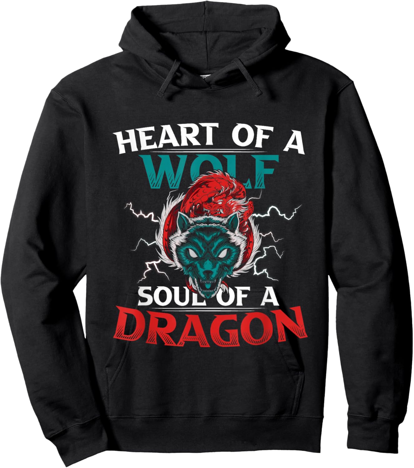Heart Of A Wolf Soul Of A Dragon Brave Animals Hoodie - Hoodie | Black