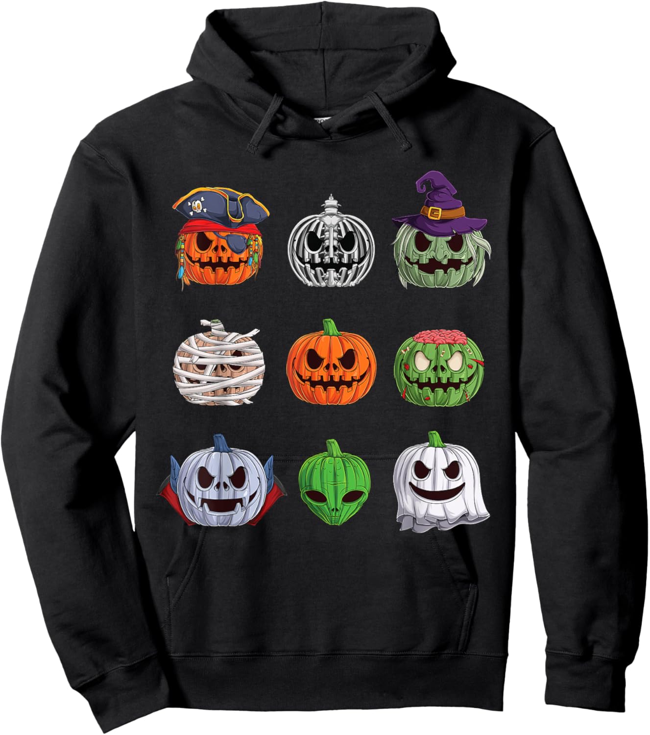 Funny Halloween costume Women Kids Men Pumpkin characters Hoodie - Hoodie | Black