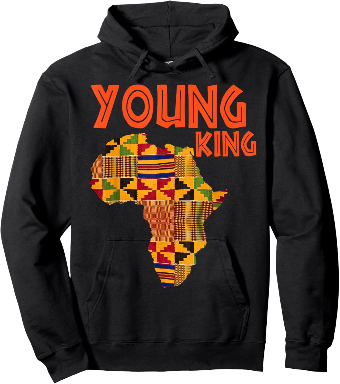 Boys African Attire Kente Print Little Kids Young King Kente Hoodie - Hoodie | Black