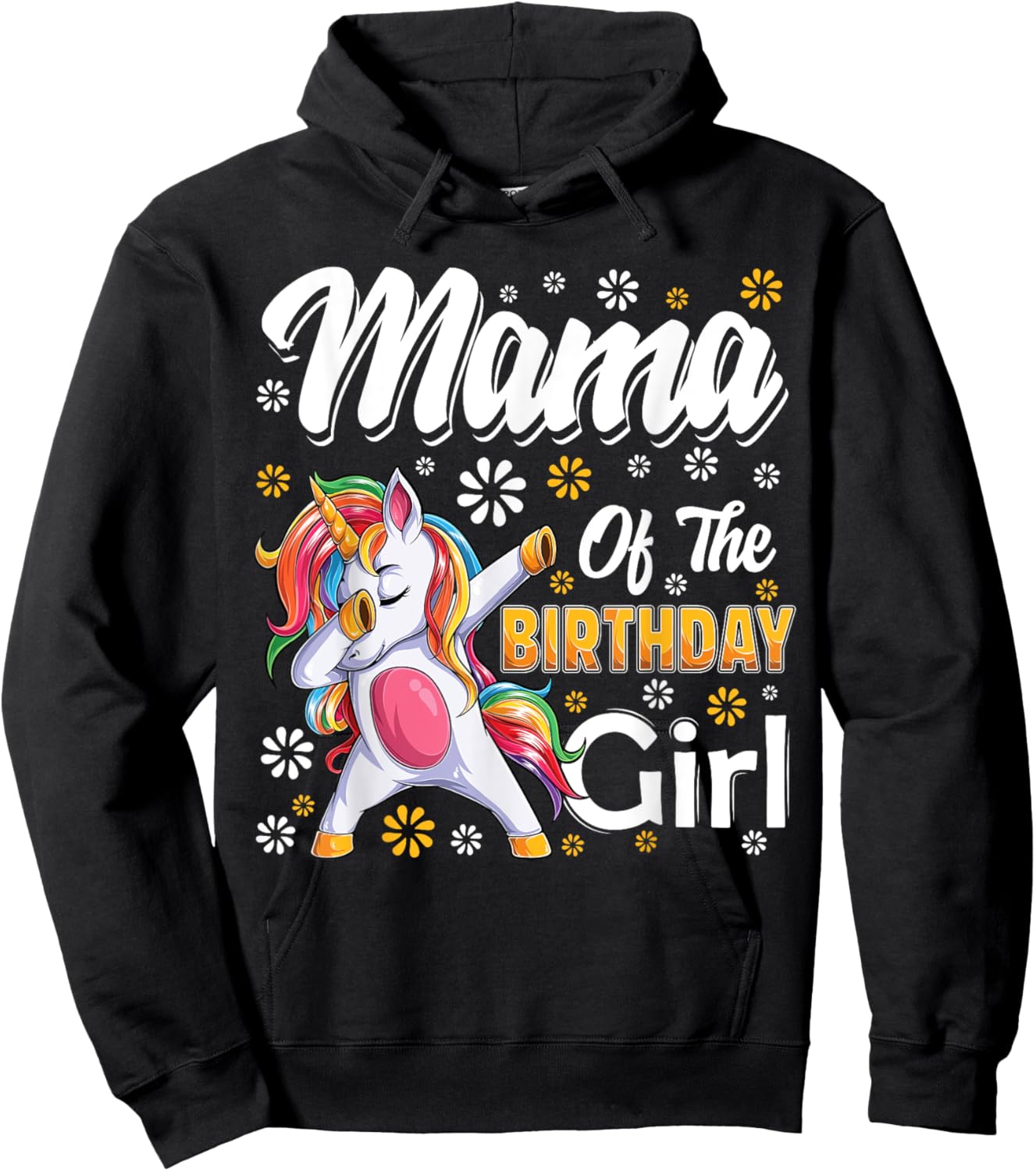 awesome dabbing unicorn birthday Mama Family Matching Hoodie - Hoodie | Black