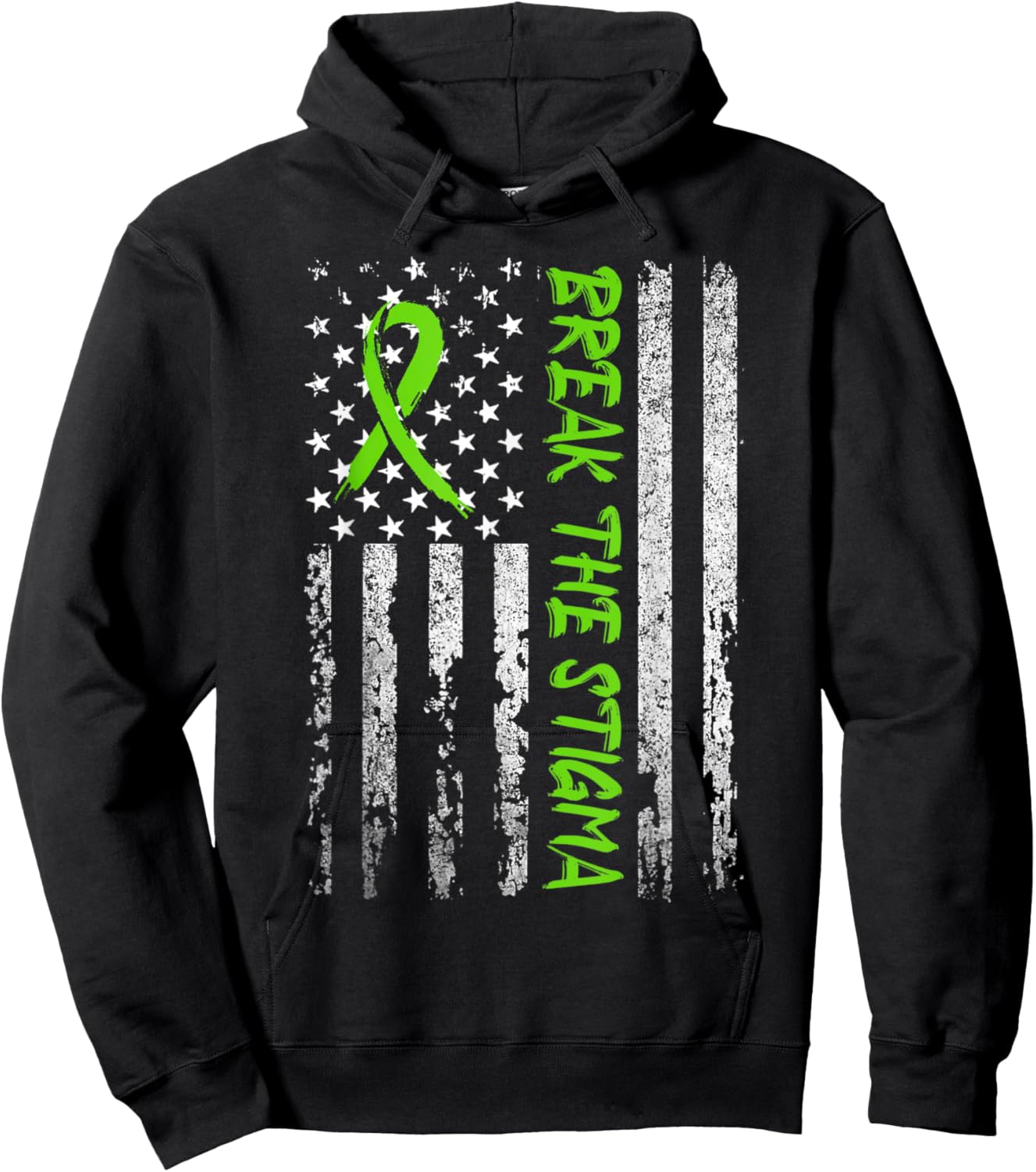 Break The Stigma Green Mental Health Awareness Hoodie - Hoodie | Black
