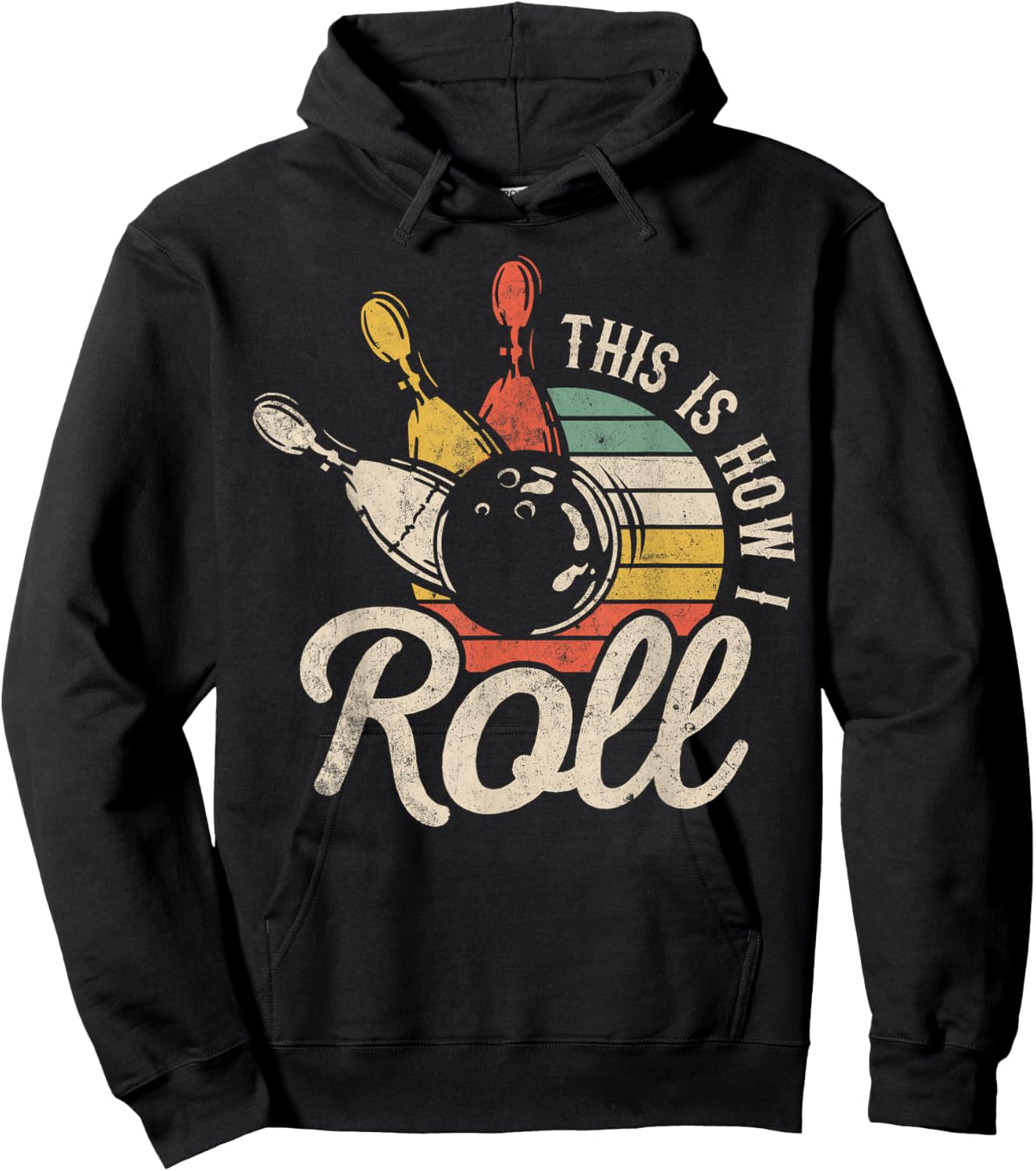 This Is How I Roll Retro Bowling Bowler Funny Gift Cap Sleeve Hoodie - Hoodie | Black