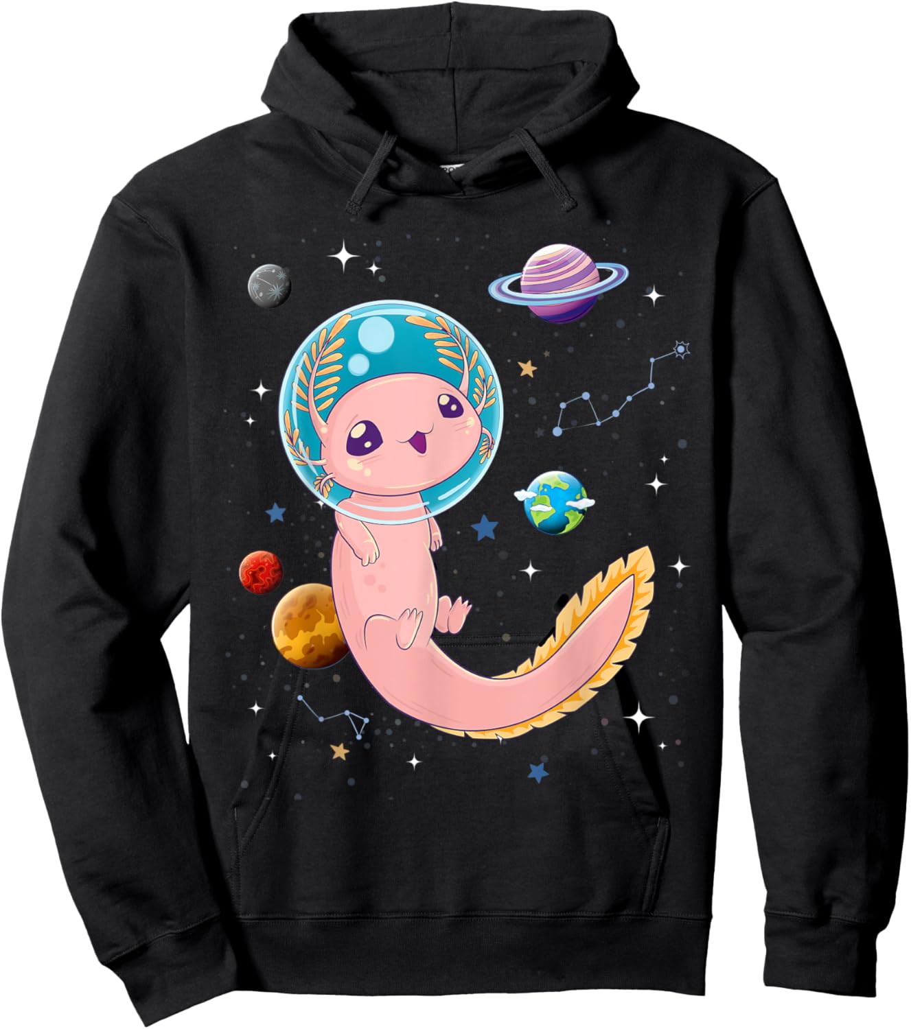 Cute Creepy Anime Pastel Goth Clothes Space Axolotl Kawaii Hoodie - Hoodie | Black