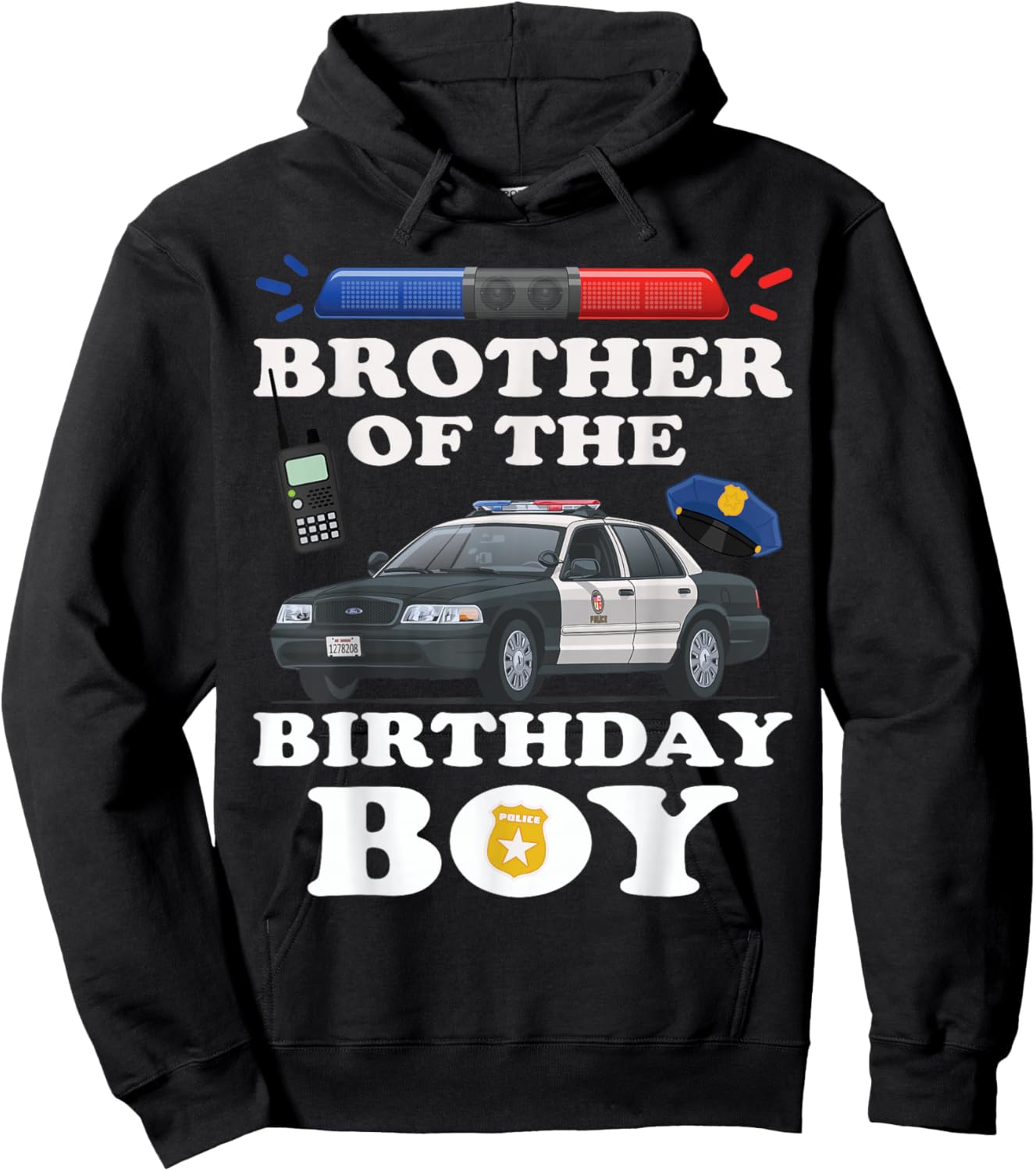 Brother of the Birthday Boy Police Officer Birthday Party Hoodie - Hoodie | Black