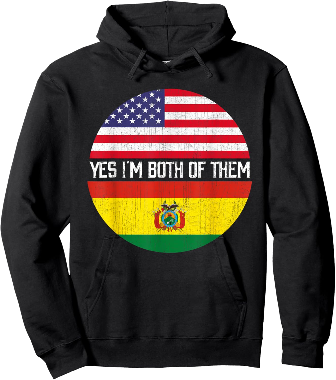 Half American Half Bolivian USA Flag Family Heritage Kids Men Hoodie - Hoodie | Black