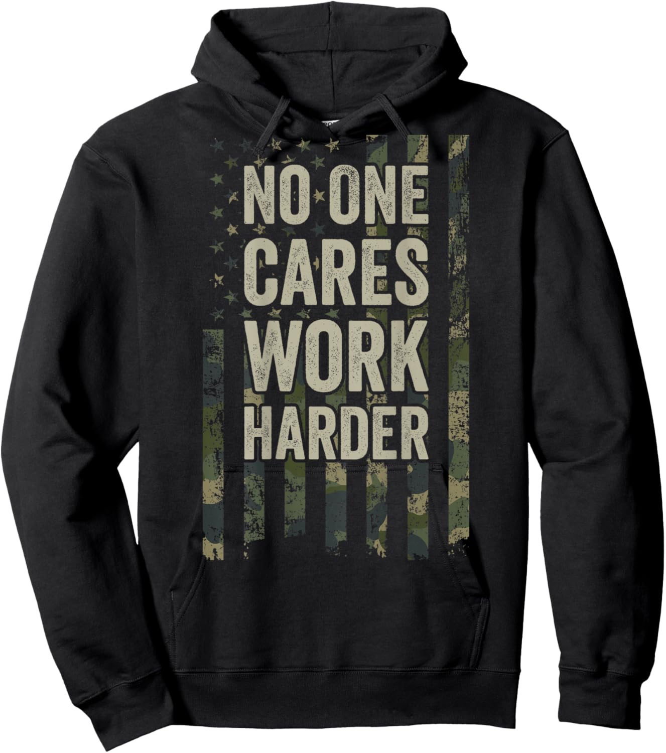 No One Cares Work Harder Motivational Workout Gym (ON BACK) Hoodie - Hoodie | Black