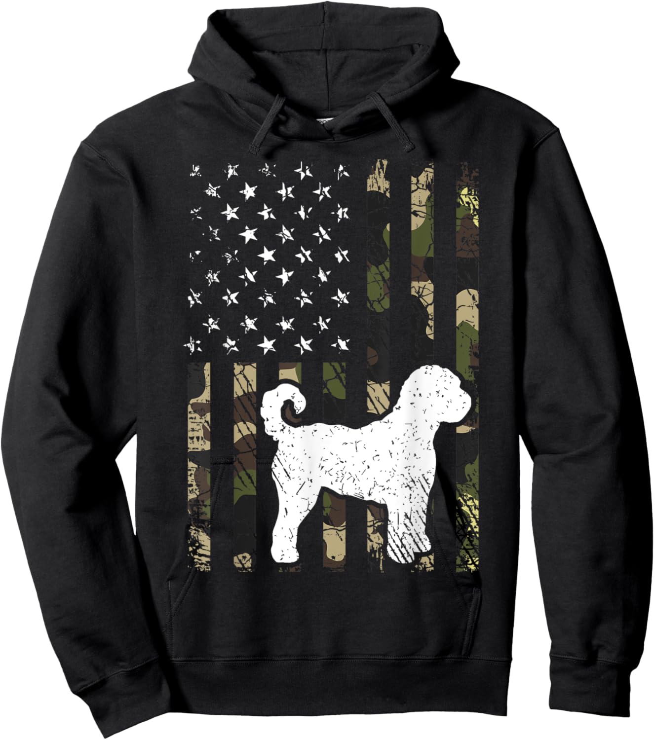 Labradoodle Dog Dad Mom Camouflage USA Flag Women Kids Hoodie - Hoodie | Black