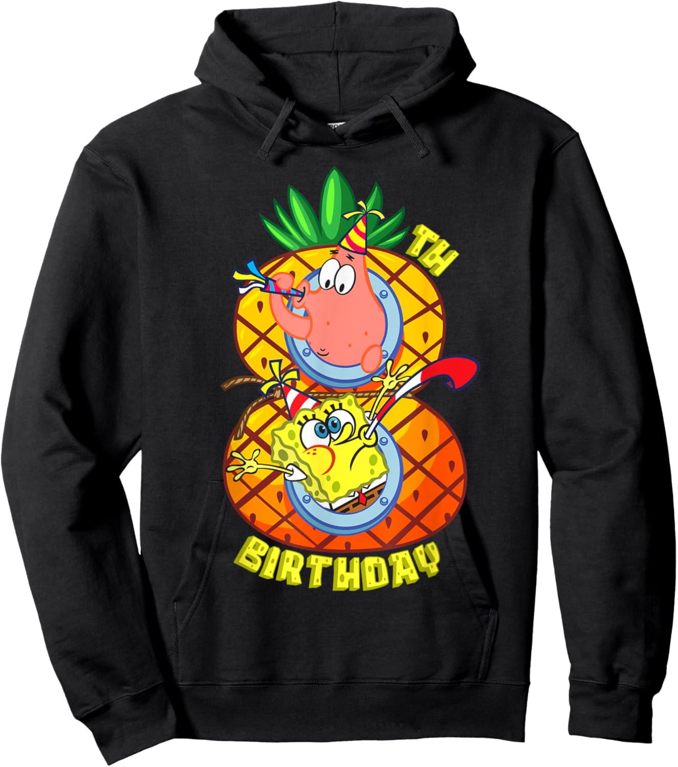 Mademark x SpongeBob SquarePants - SpongeBob Patrick 8th Birthday Pineapple Eighth Birthday Boy Hoodie - Hoodie | Black
