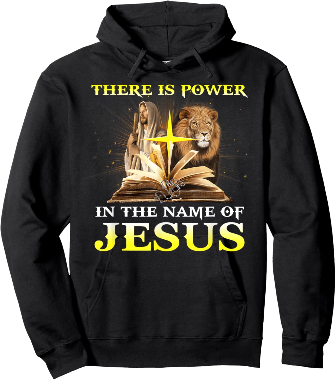 There Is Power In The Name Of Jesus Lion Christian Hoodie - Hoodie | Black