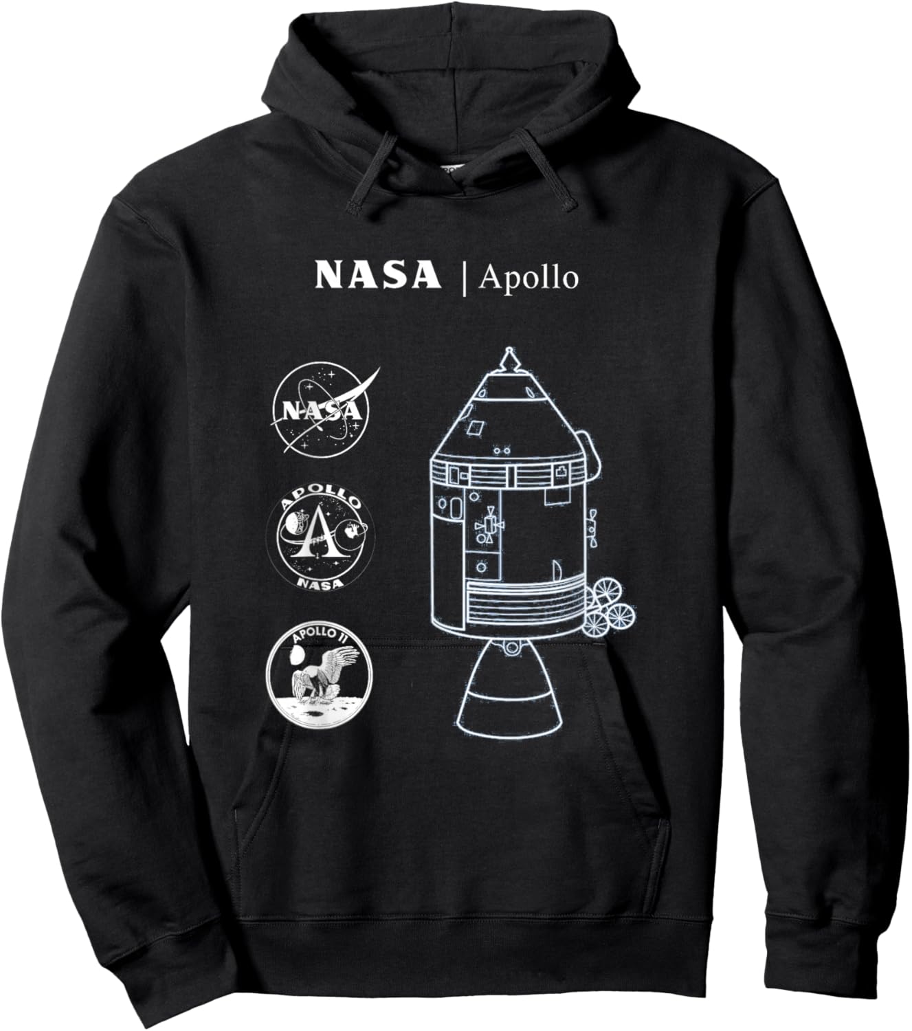 NASA Apollo Spaceship - Magic Blue Diagram - Retun to Moon Hoodie - Hoodie | Black