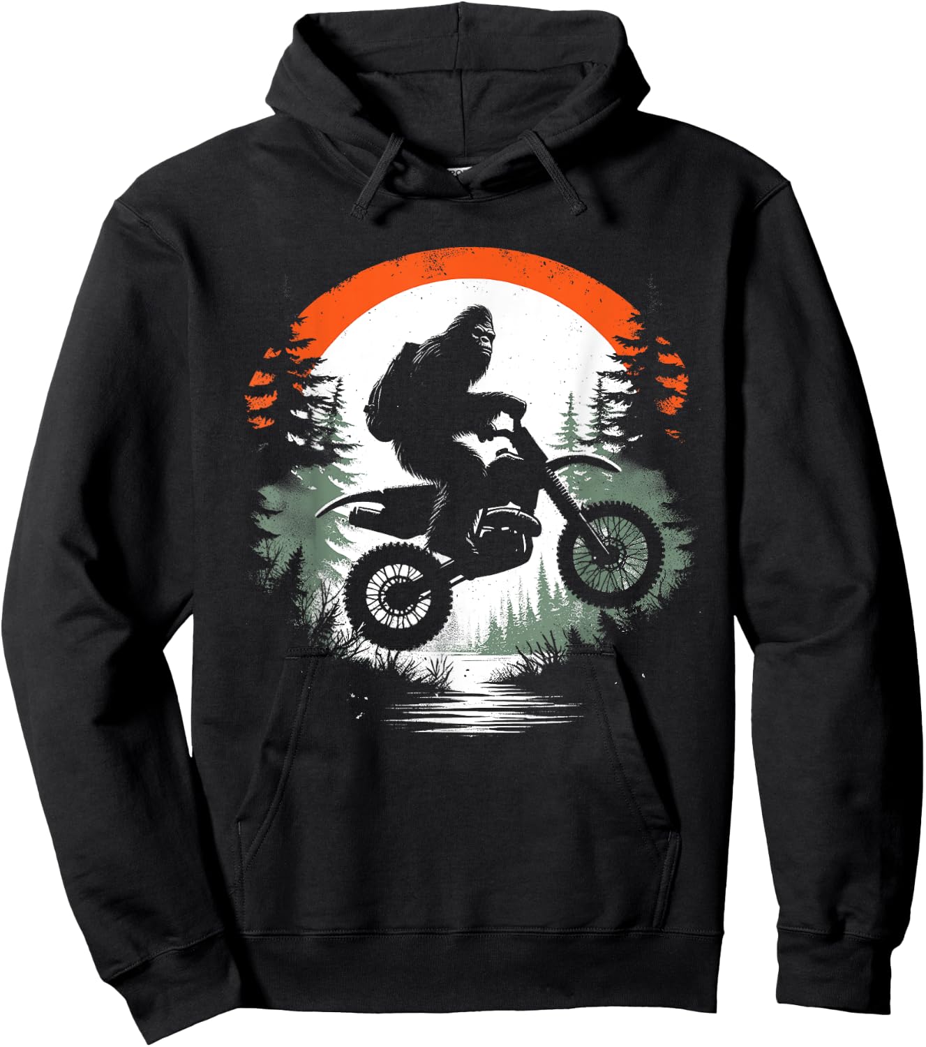 Bigfoot Dirtbike - Funny Bigfoot Sasquatch Bike Lover Hoodie - Hoodie | Black