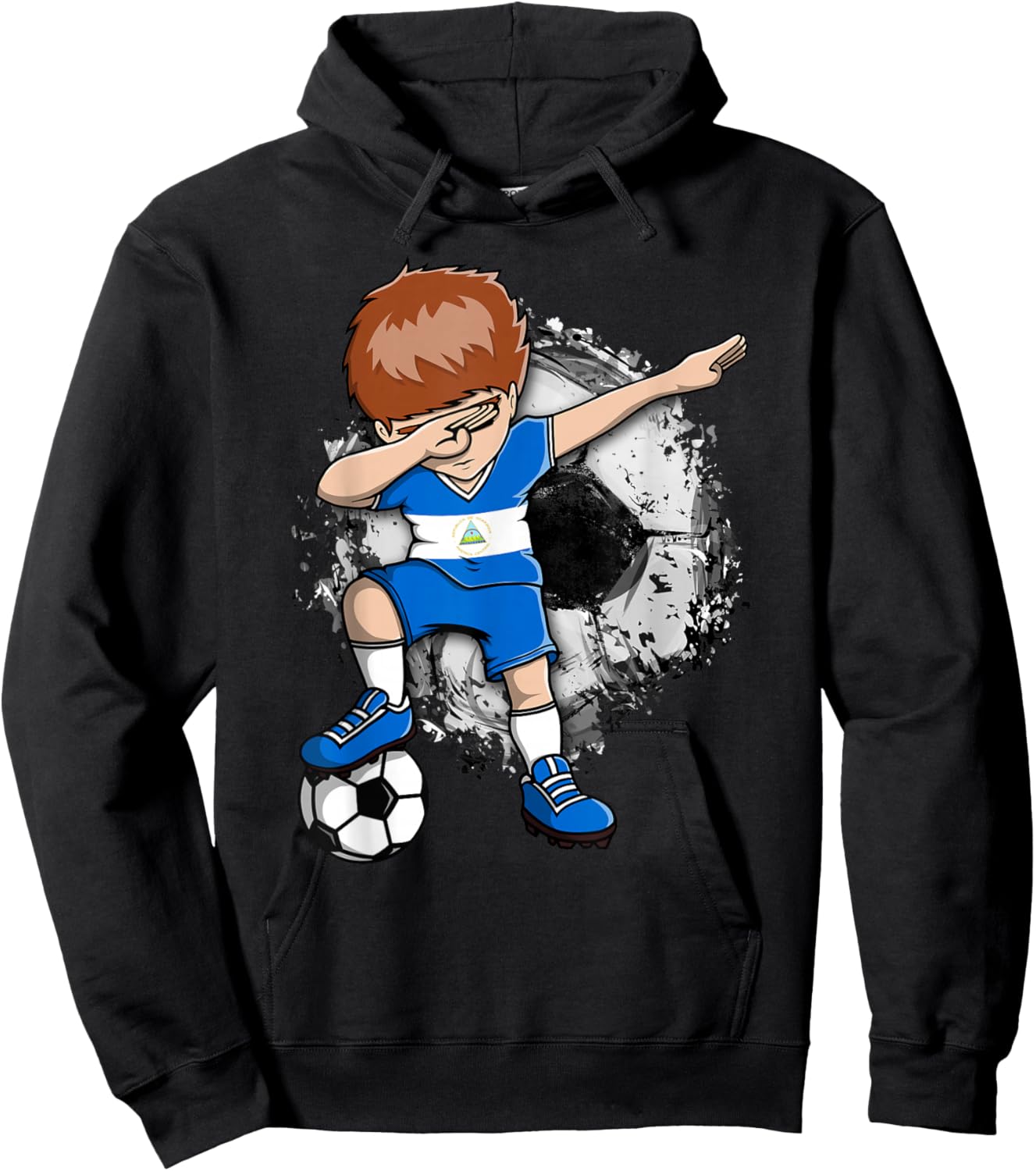 Dabbing Soccer Boy Nicaragua Jersey Nicaragua Football Fans Hoodie - Hoodie | Black