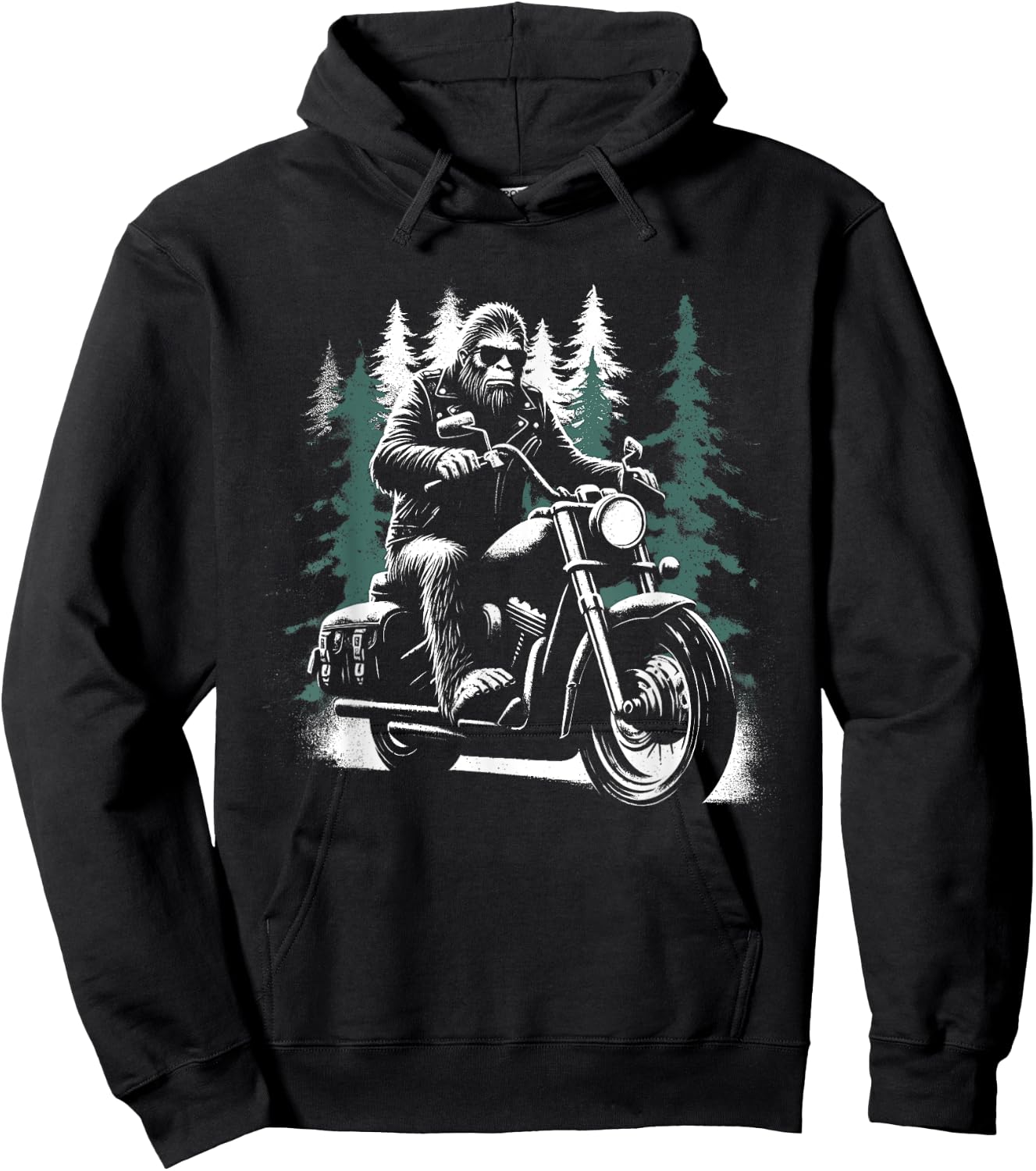 Bigfoot Motorcycle Biker - Funny Bigfoot Sasquatch Lover Hoodie - Hoodie | Black