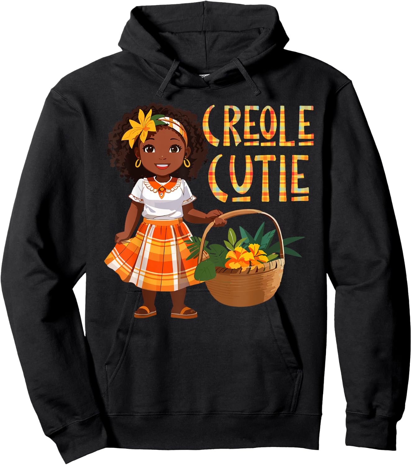 Creole Day Cutie Madras Jounen Kweyol Saint.Lucia Girls Hoodie - Hoodie | Black