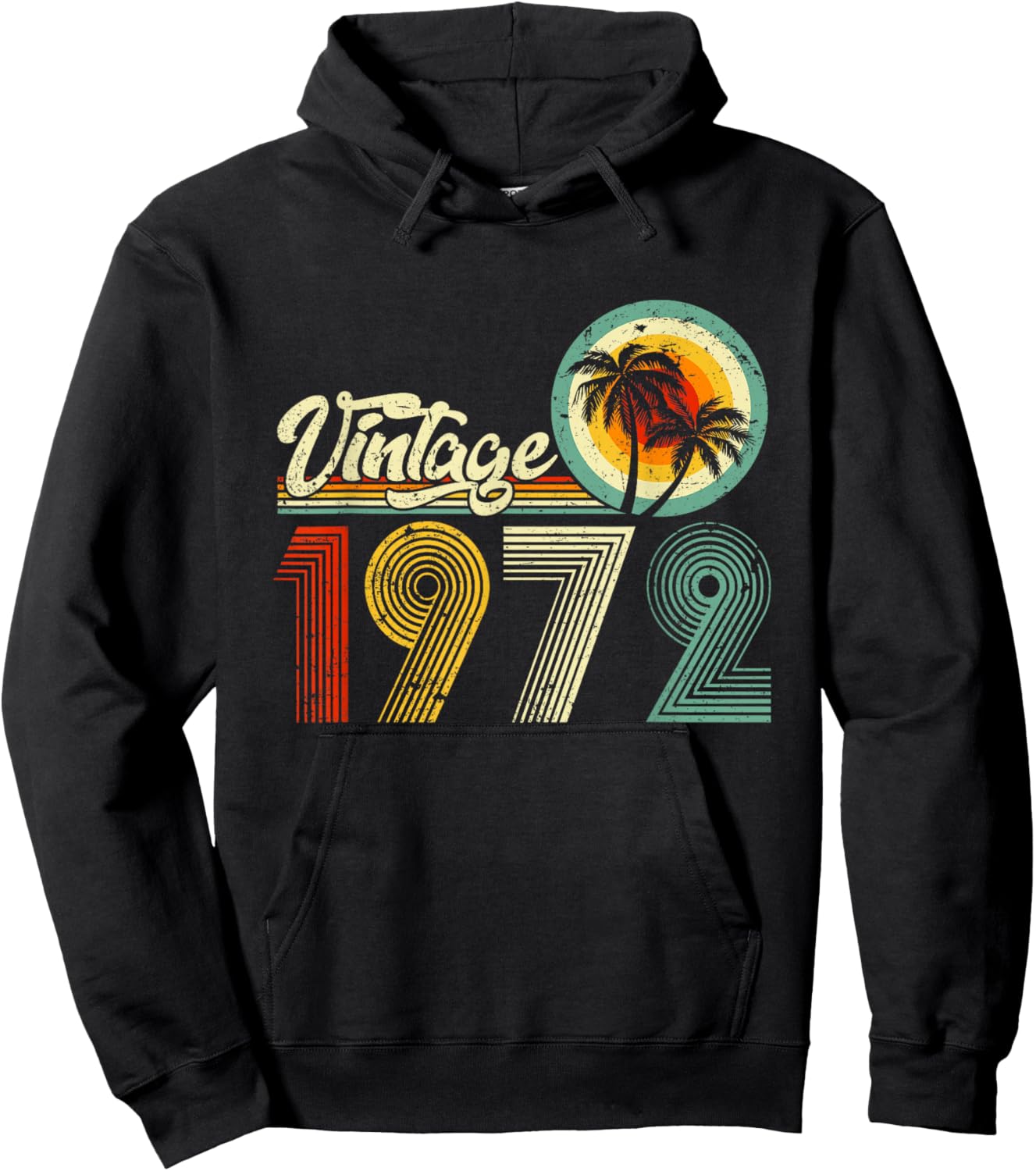 50 Year Old Gift Men Women Vintage 1972 50th Birthday Retro Hoodie - Hoodie | Black