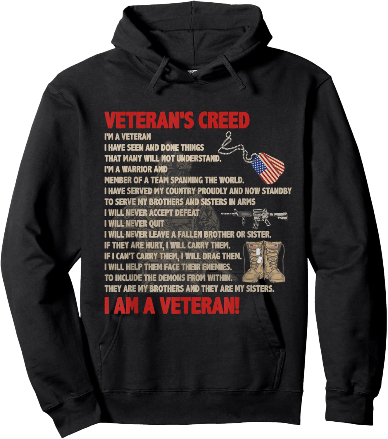 Veteran's creed I'm a veteran Proudly And Now Standby Hoodie - Hoodie | Black