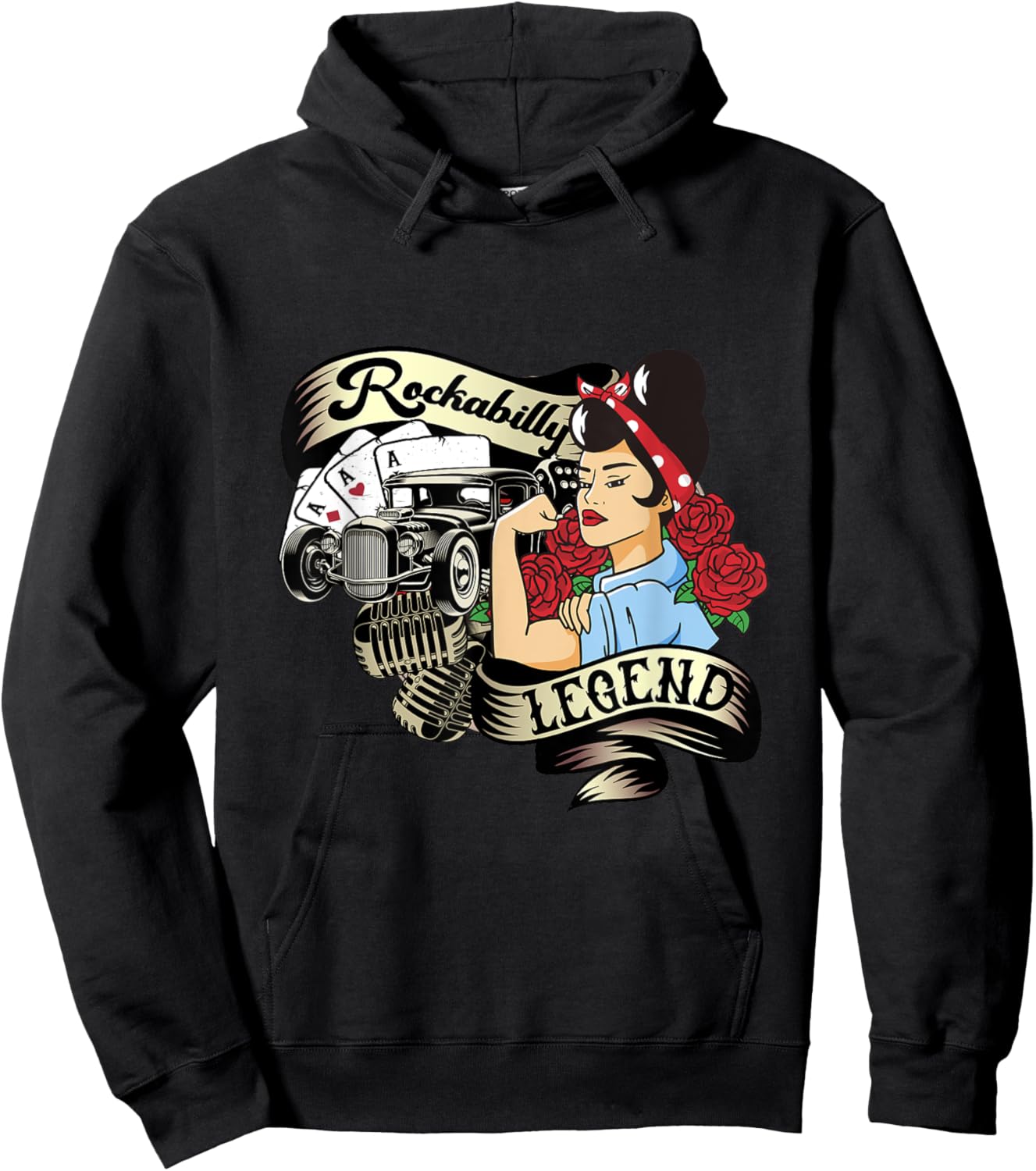 Vintage 50s RnR Design - Rockabilly Legend Hoodie - Hoodie | Black