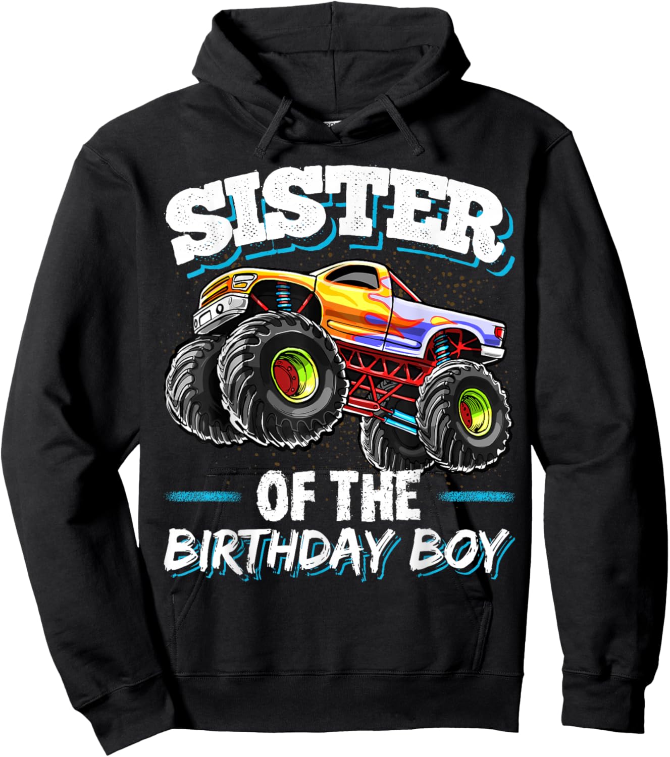 Sister of the Birthday Boy Monster Truck Birthday Party Hoodie - Hoodie | Black