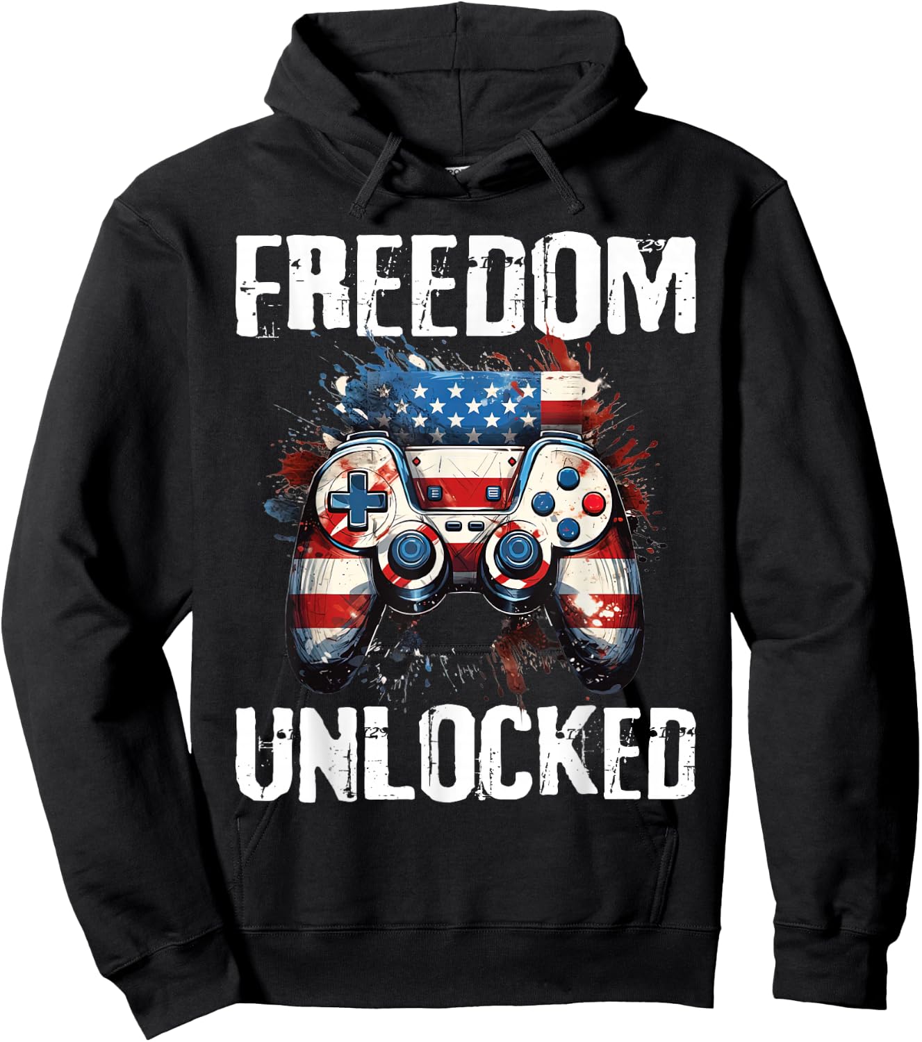 Gamer 4th Of July Freedom Unlocked Video Games Boys Teens Hoodie - Hoodie | Black