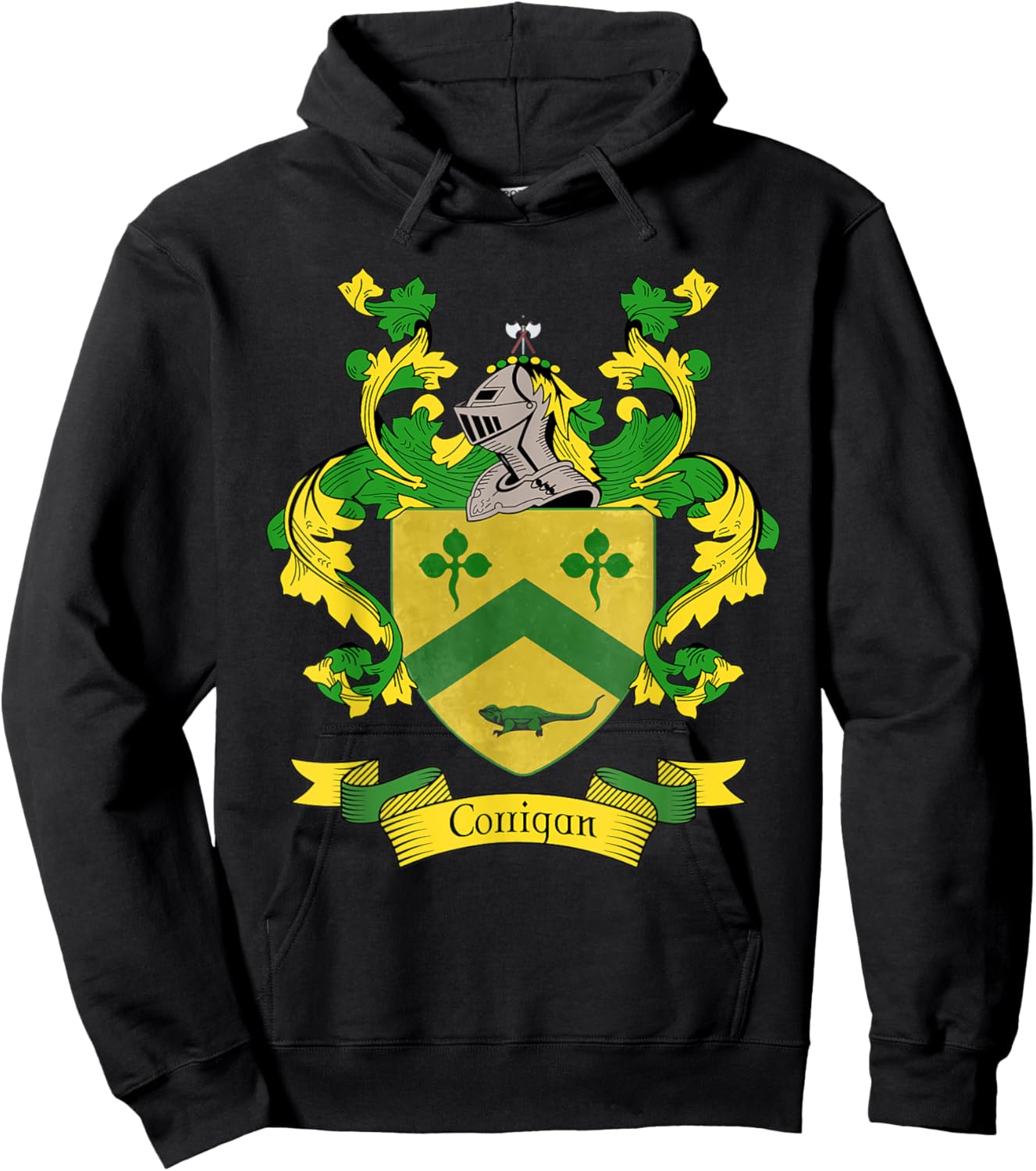 Corrigan Coat of Arms | Corrigan Surname Family Crest Hoodie - Hoodie | Black