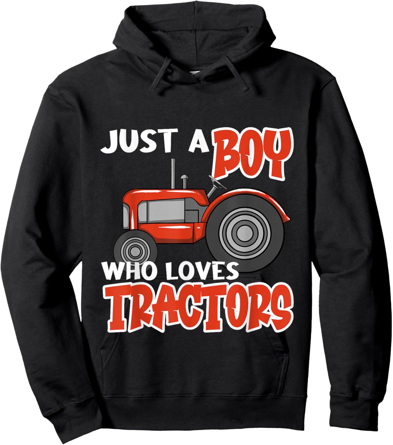 Just A Boy Who Loves Tractors Funny Farmer Tractor Lover Hoodie - Hoodie | Black