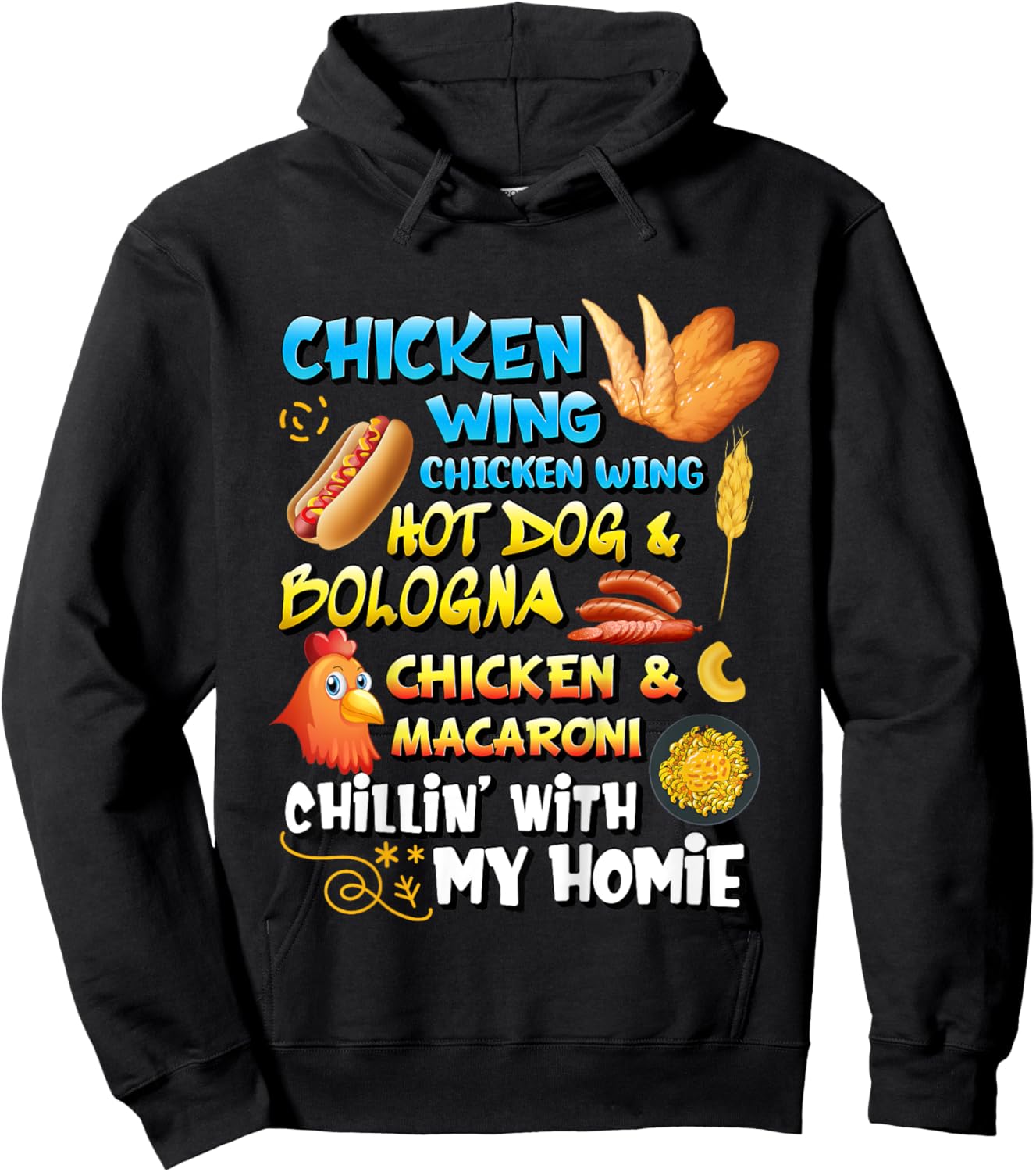 Viral Chicken Wing Chicken Wing Hot Dog Bologna Song lyric for Kids Hoodie - Hoodie | Black