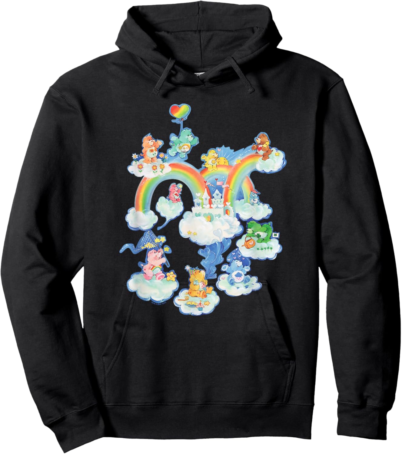 Care Bears Kingdom of Caring Vintage Rainbow City Group Shot Hoodie - Hoodie | Black