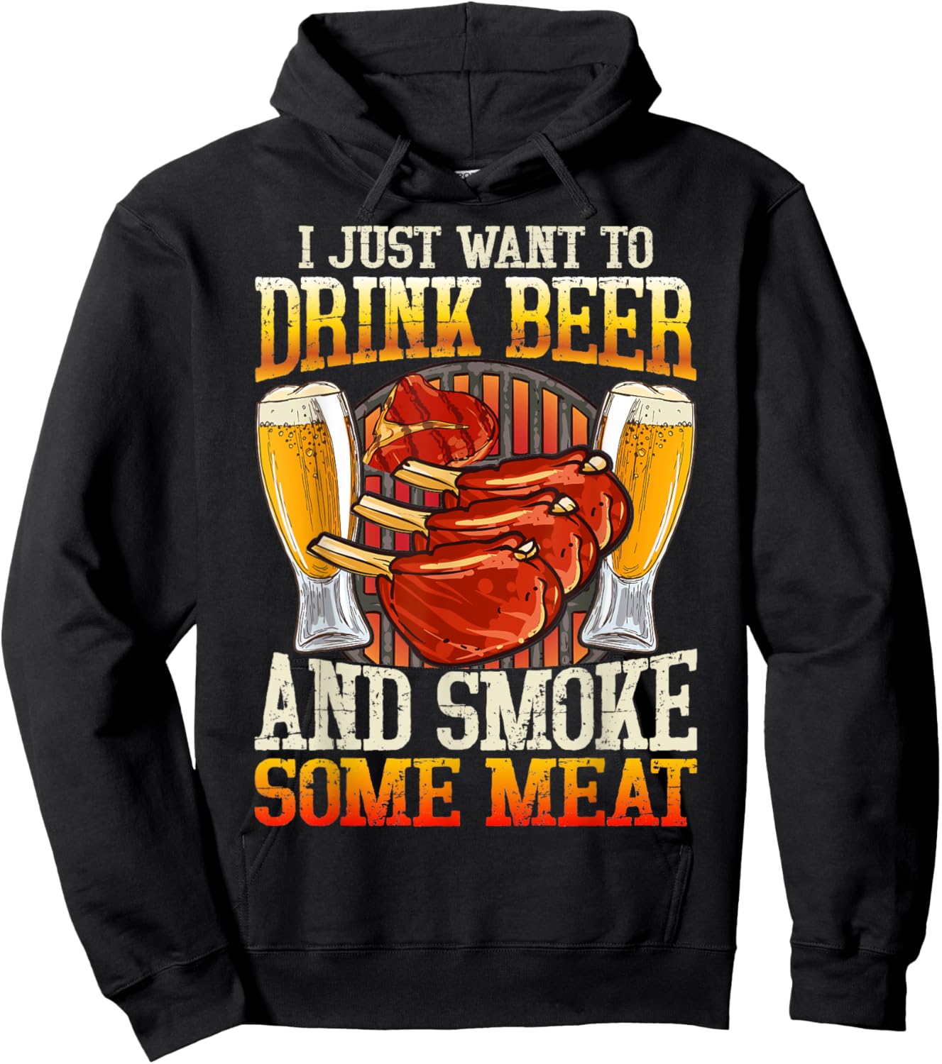 Beer Drinking Meat Smoking BBQ Grill Lover Pit Master Smoke Hoodie - Hoodie | Black