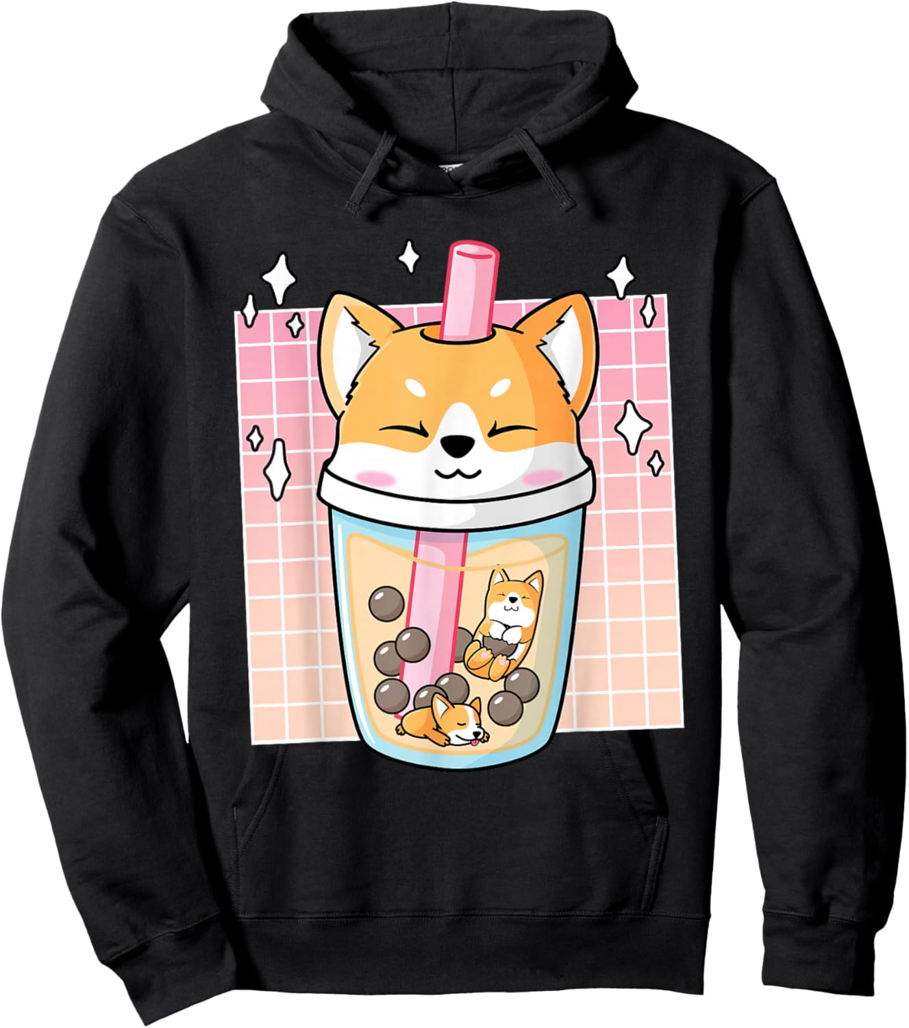 Kawaii Shiba Inu Dog Bubble Tea Boba Japan Corgi Hoodie - Hoodie | Black