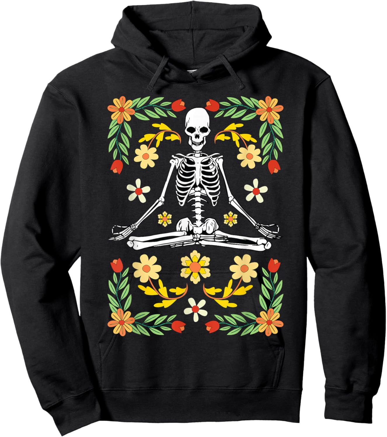 Meditating Skeleton Dia De Los Muertos Mexican Day of Dead Hoodie - Hoodie | Black