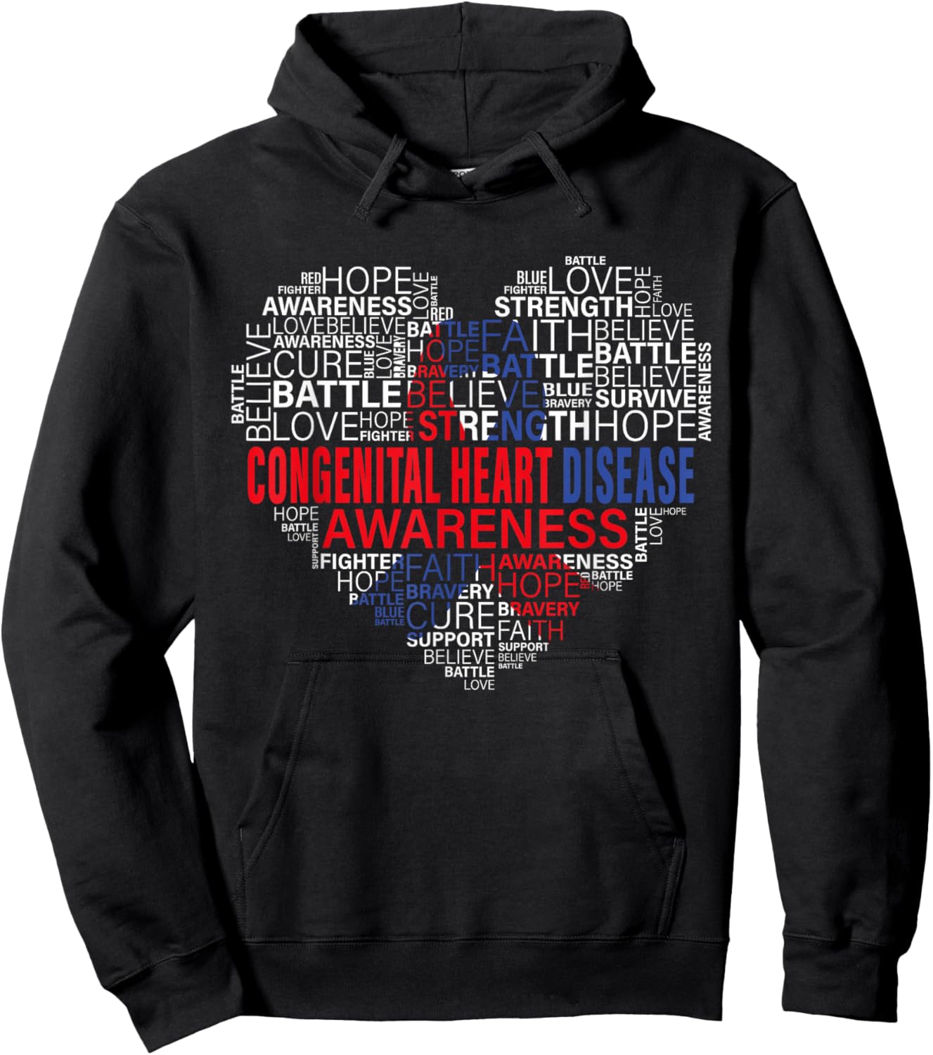 CHD Awareness Heart Disease Fighting Hope Support Warrior Hoodie - Hoodie | Black