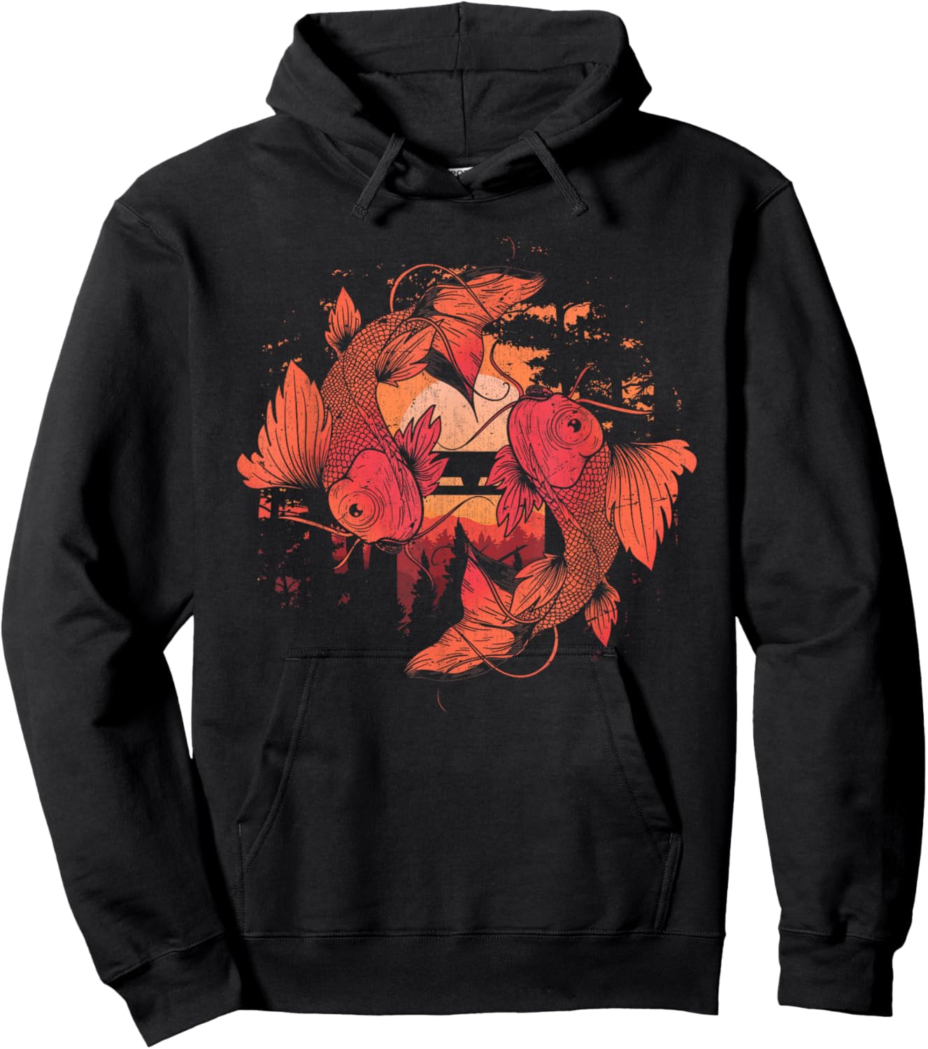 Asian Culture Koi Fish Japanese Taisho Sanke Koi Carp Hoodie - Hoodie | Black