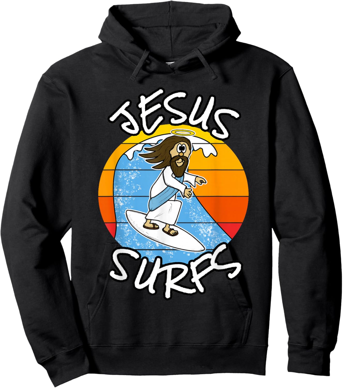 Jesus Surfs, Christian Surfer, Funny Church Hoodie - Hoodie | Black