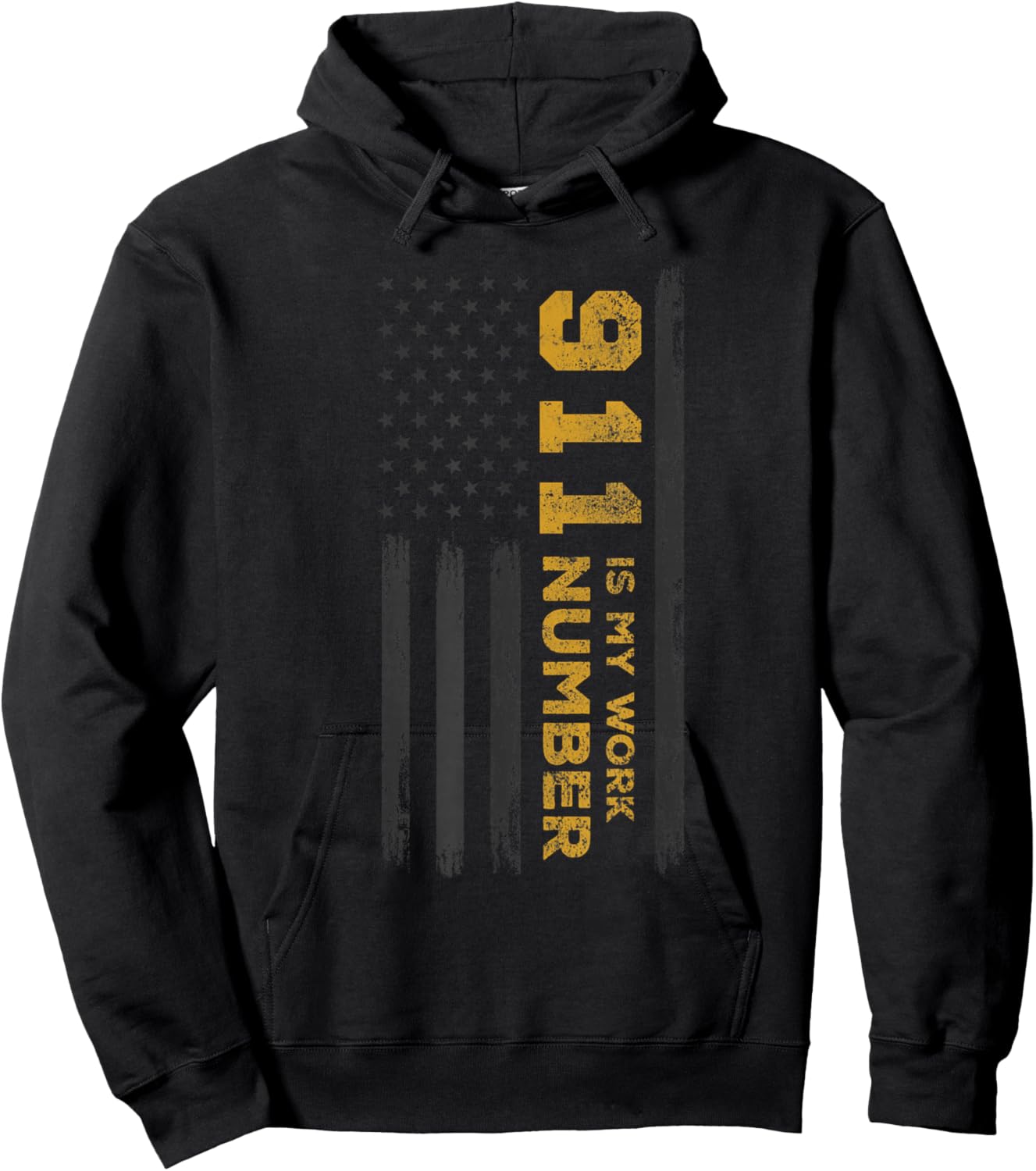 EMS I Police or Thin Yellow Line for 911 is my Work Number Hoodie - Hoodie | Black