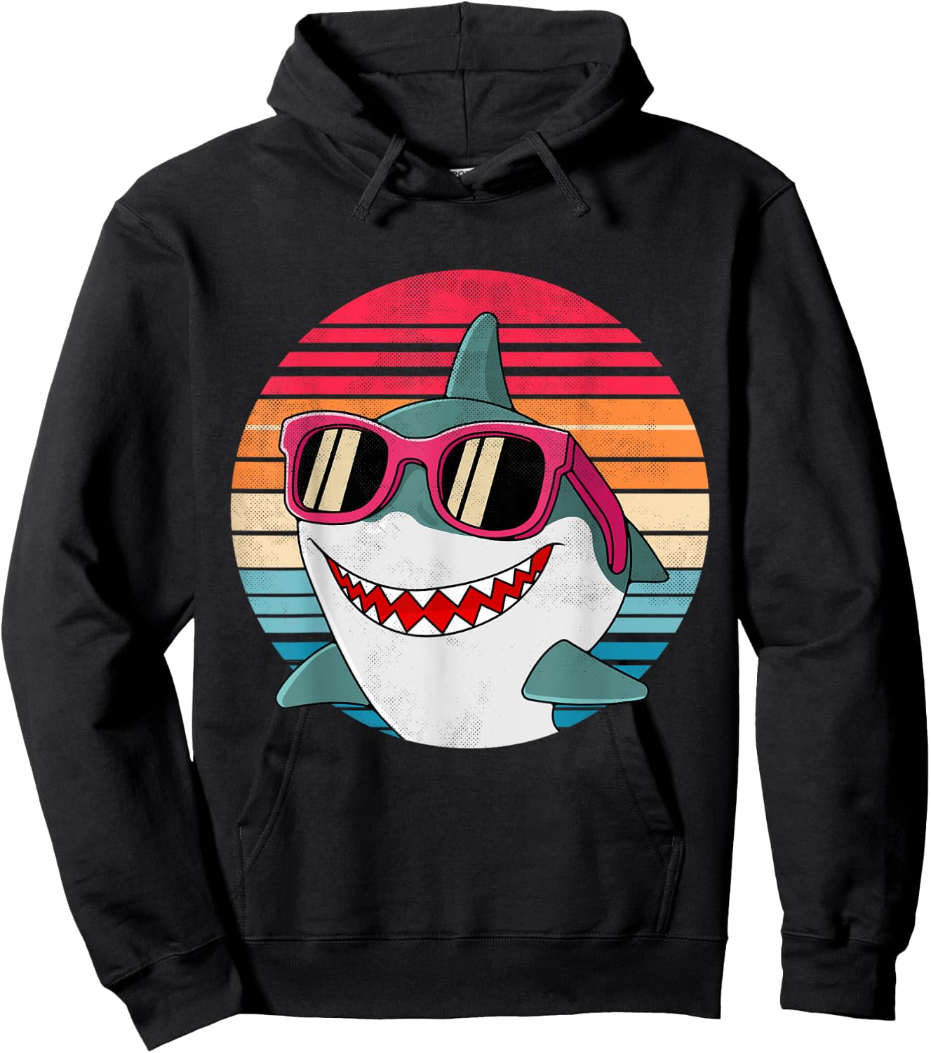 Retro Shark Art Women Men Sunglasses 70s 80s 90s Funny Shark Hoodie - Hoodie | Black