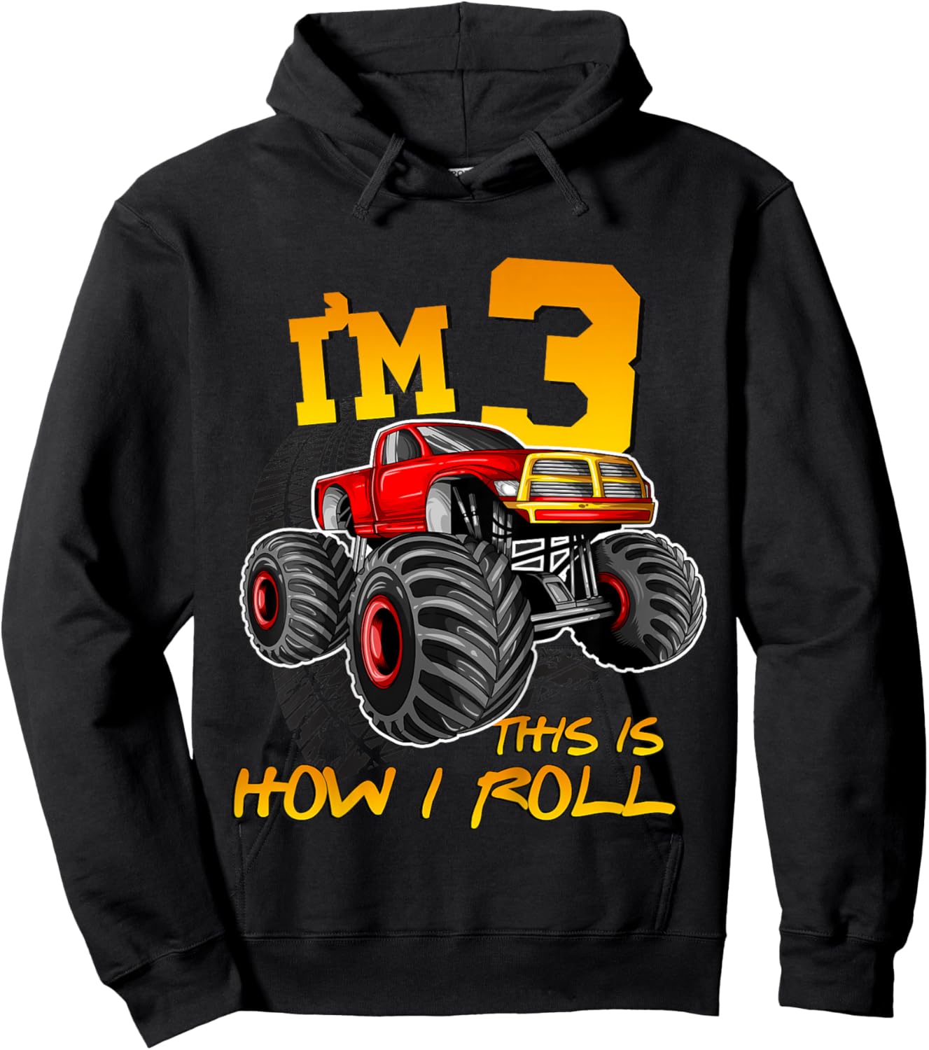 3rd Birthday Monster Truck Apparel Boys Toddler Kids Third 3 Hoodie - Hoodie | Black